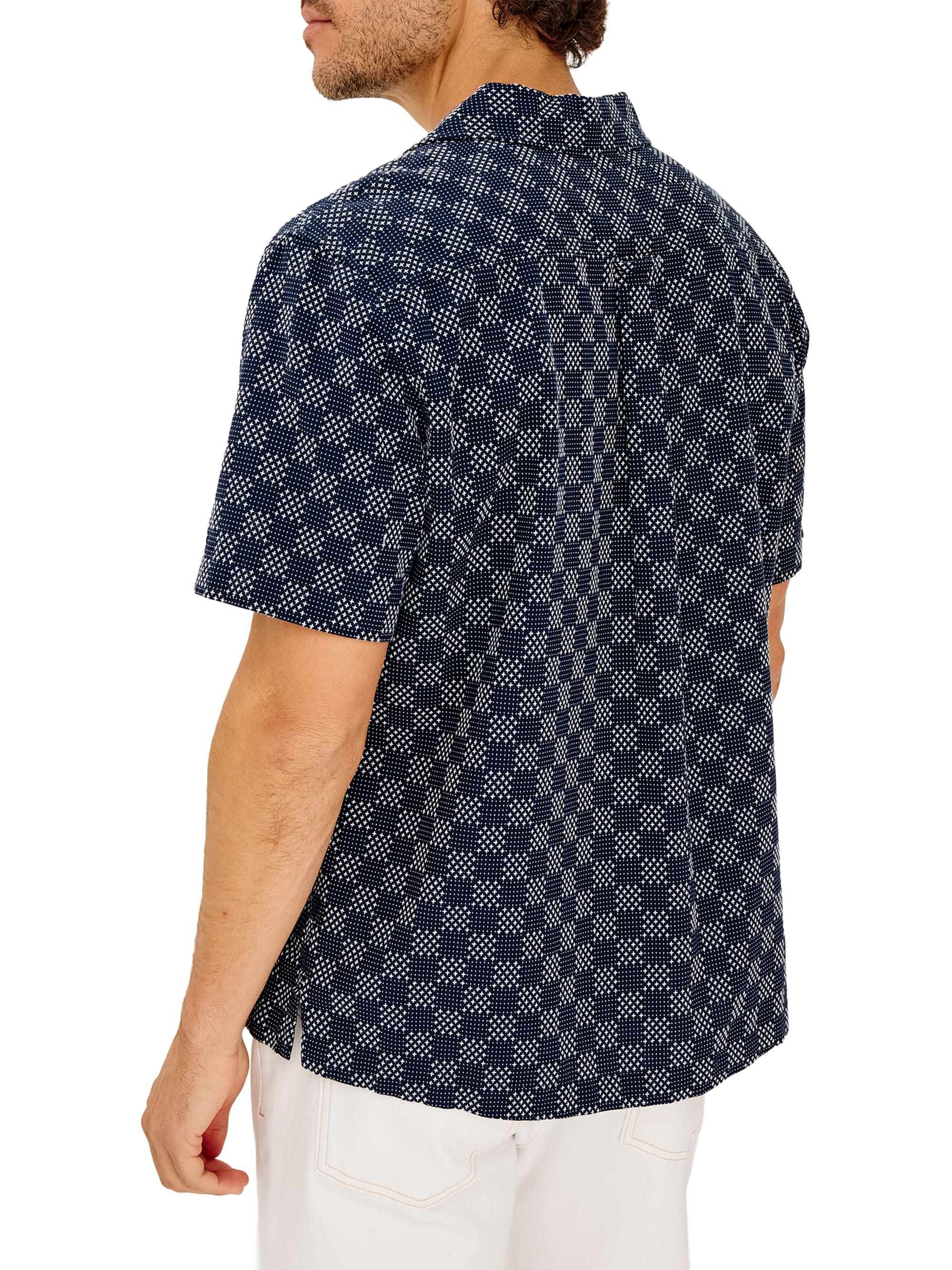 Rails Men's Kin Check Cotton Camp Shirt - Navy Sashiko | Thumbnail 4