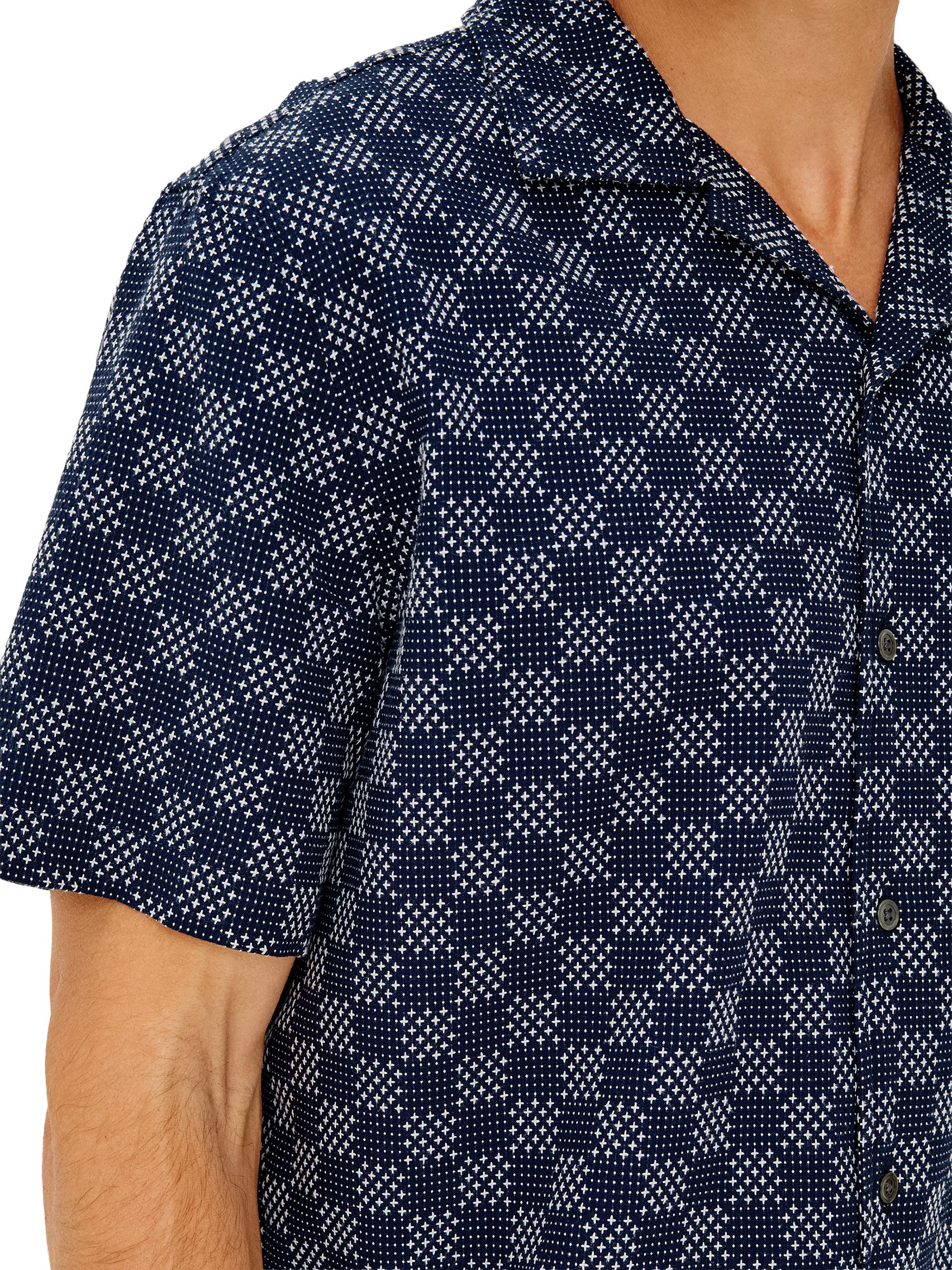 Rails Men's Kin Check Cotton Camp Shirt - Navy Sashiko | Thumbnail 5