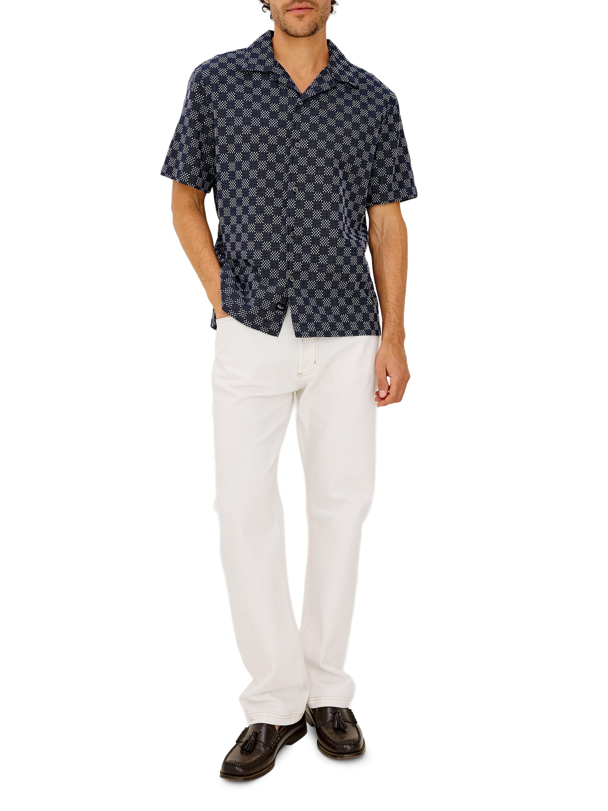 Rails Men's Kin Check Cotton Camp Shirt - Navy Sashiko | Thumbnail 2