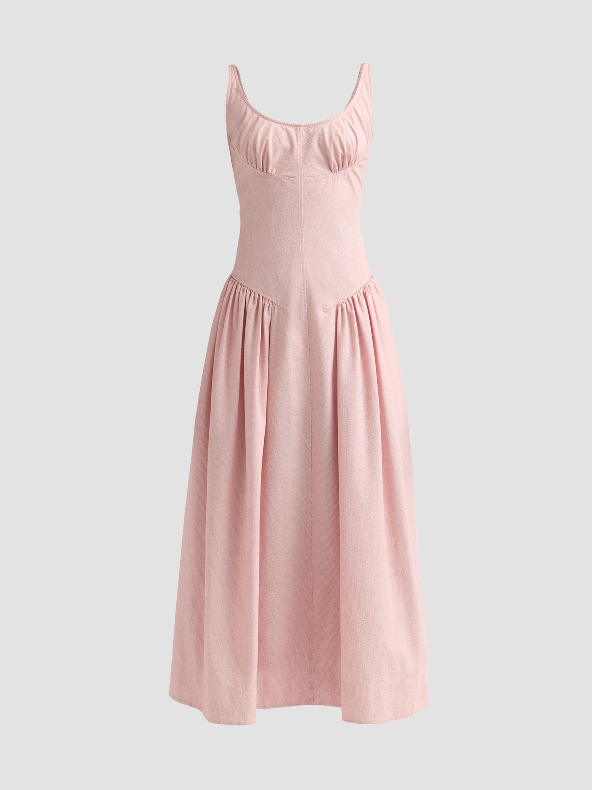 Proenza Schouler White Label Women's Solira Seersucker Cotton-Blend Midi-Dress - Rust Off White