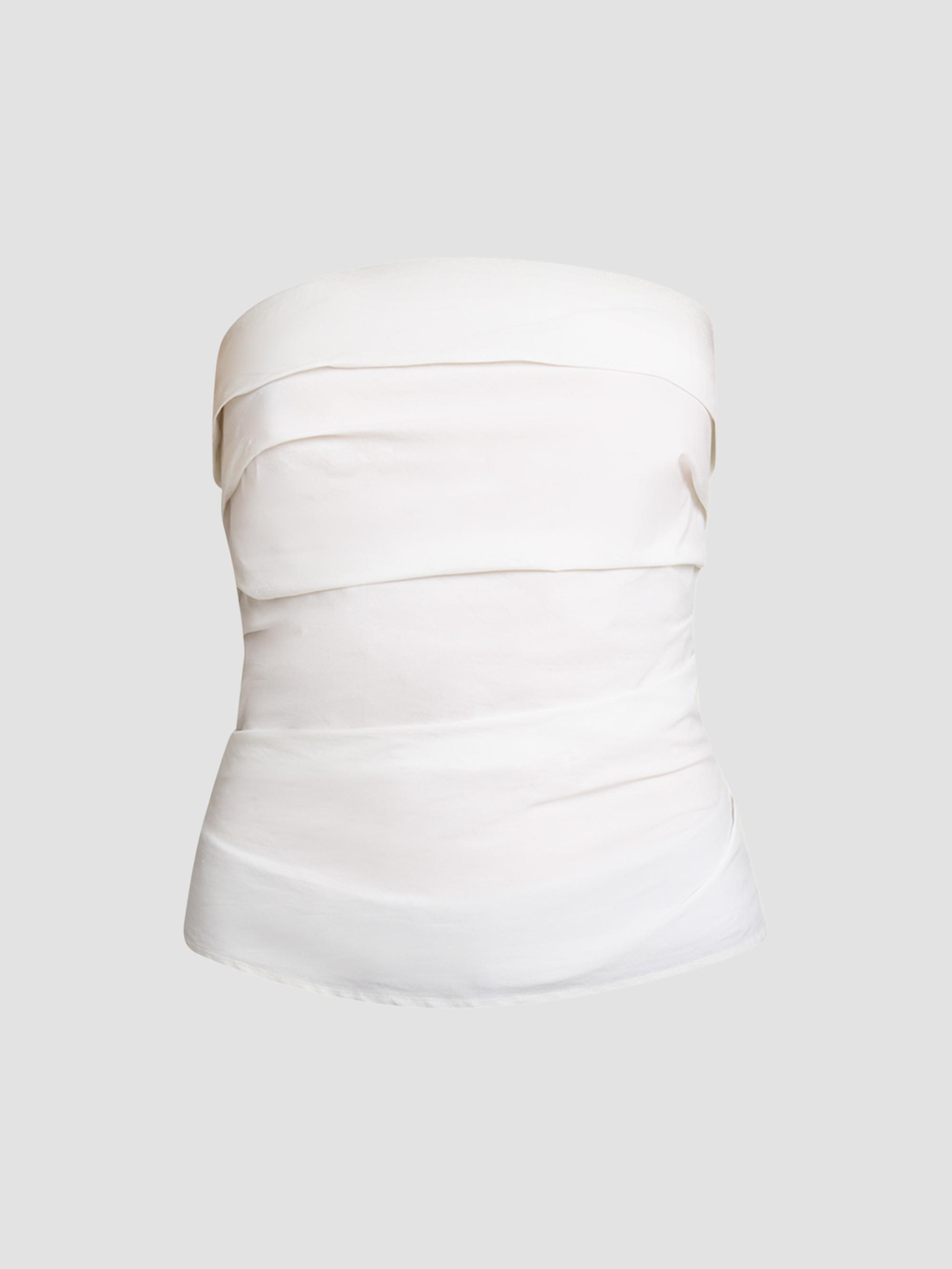 Proenza Schouler Women's Maisy Strapless Pleated Cotton Poplin Top - White | Thumbnail 6