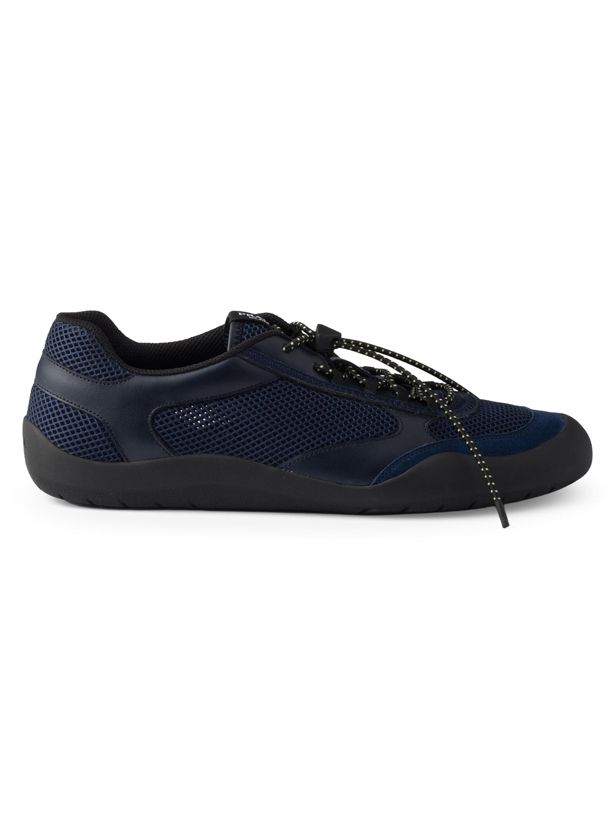 Prada Men's Speedrock Leather and Mesh Fabric Sneakers - Blue