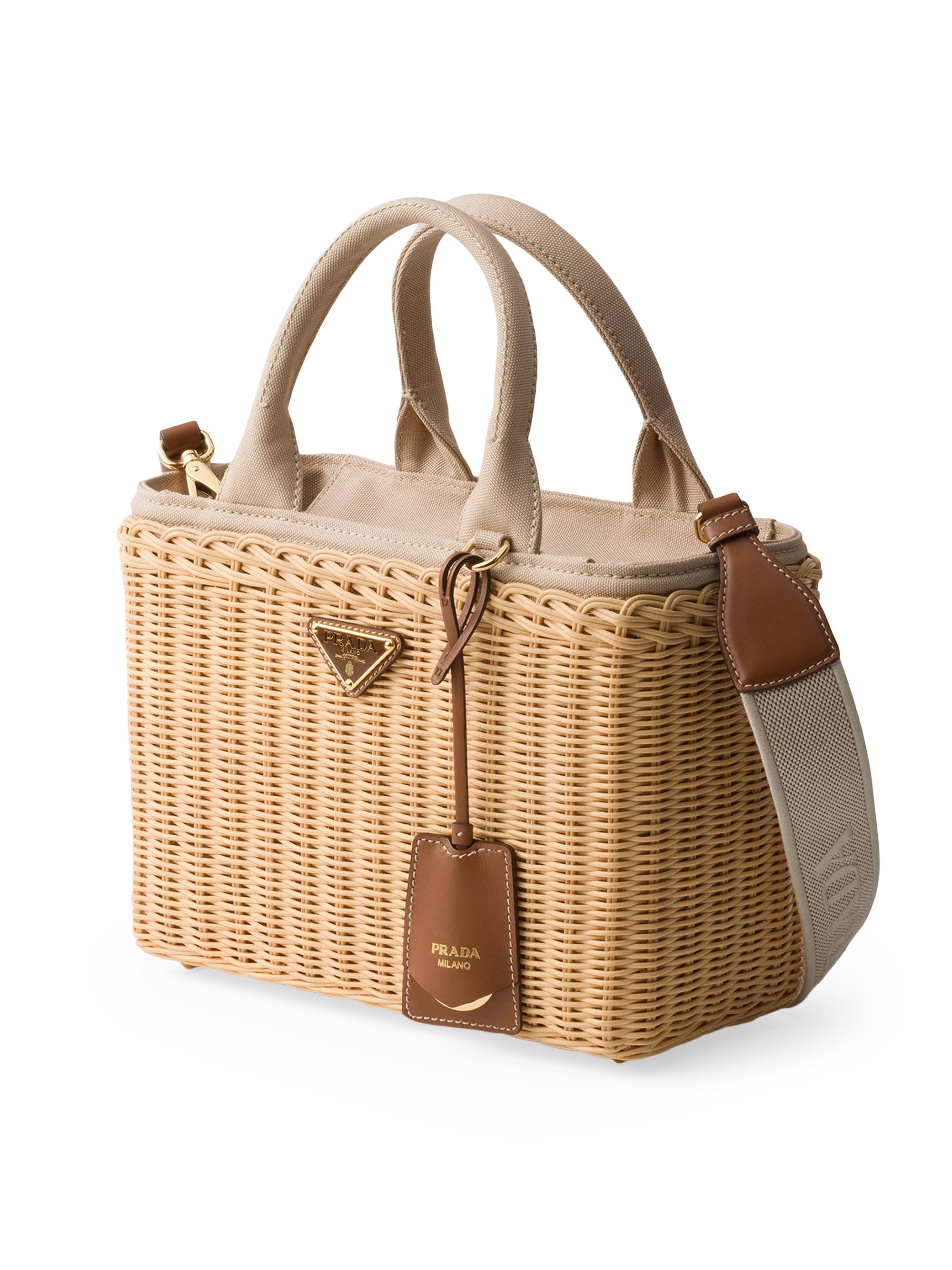 Prada Medium Wicker and Canvas Tote Bag | Saks Fifth Avenue