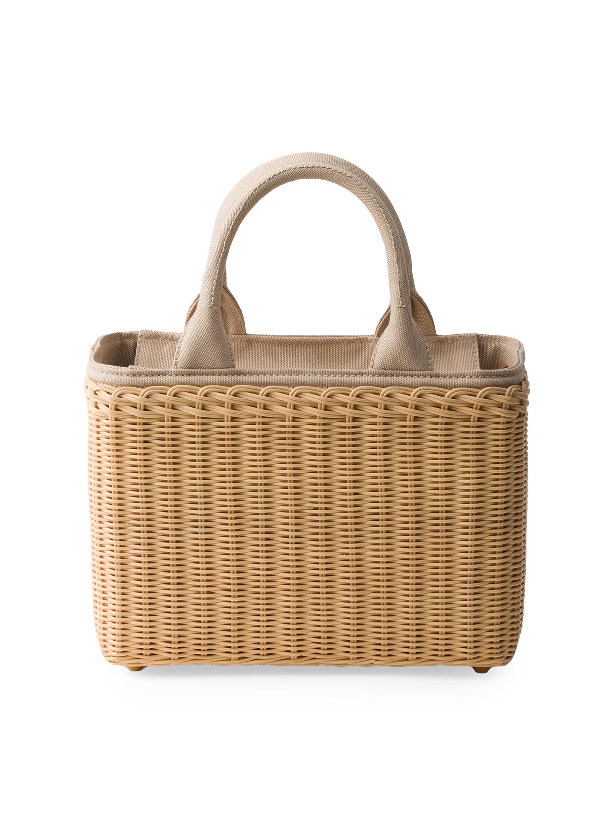 Prada Women's  Wicker and Canvas Tote Bag - Beige Khaki | Thumbnail 4