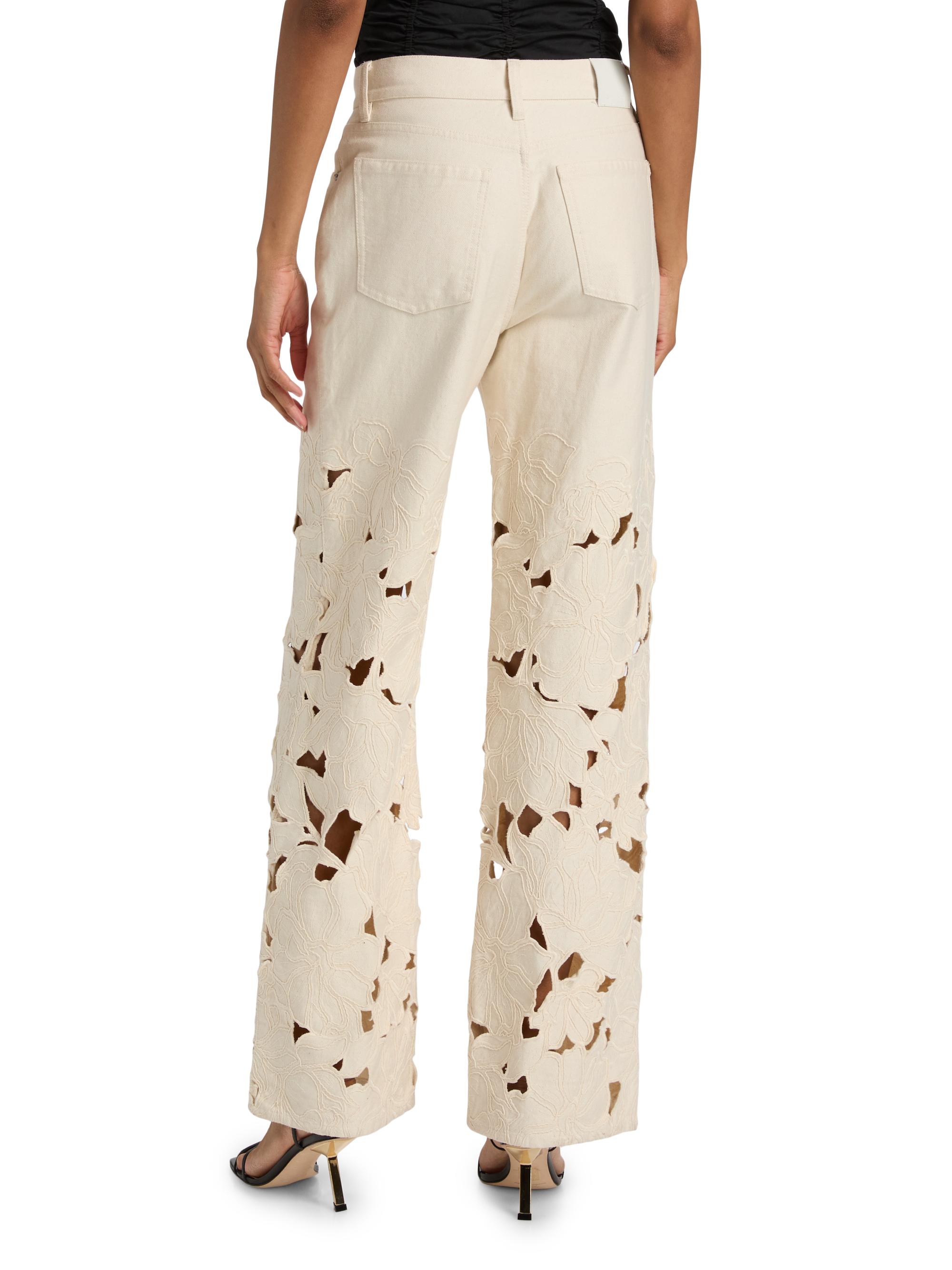 SIMKHAI Betty Floral Cut Out Straight-Leg Jeans | Saks Fifth Avenue