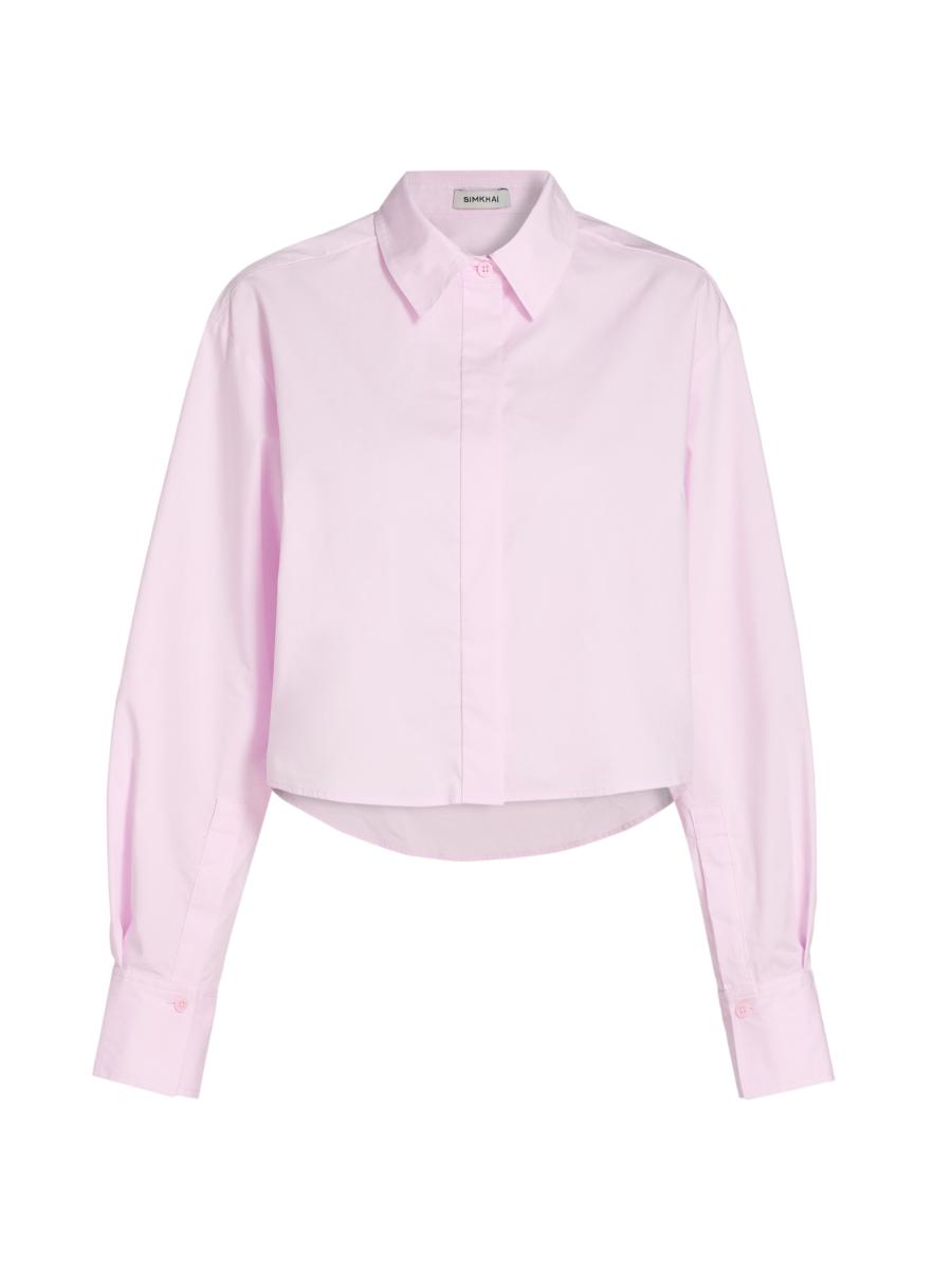 Simkhai Women's Renata Cropped Button-up Shirt In Pink