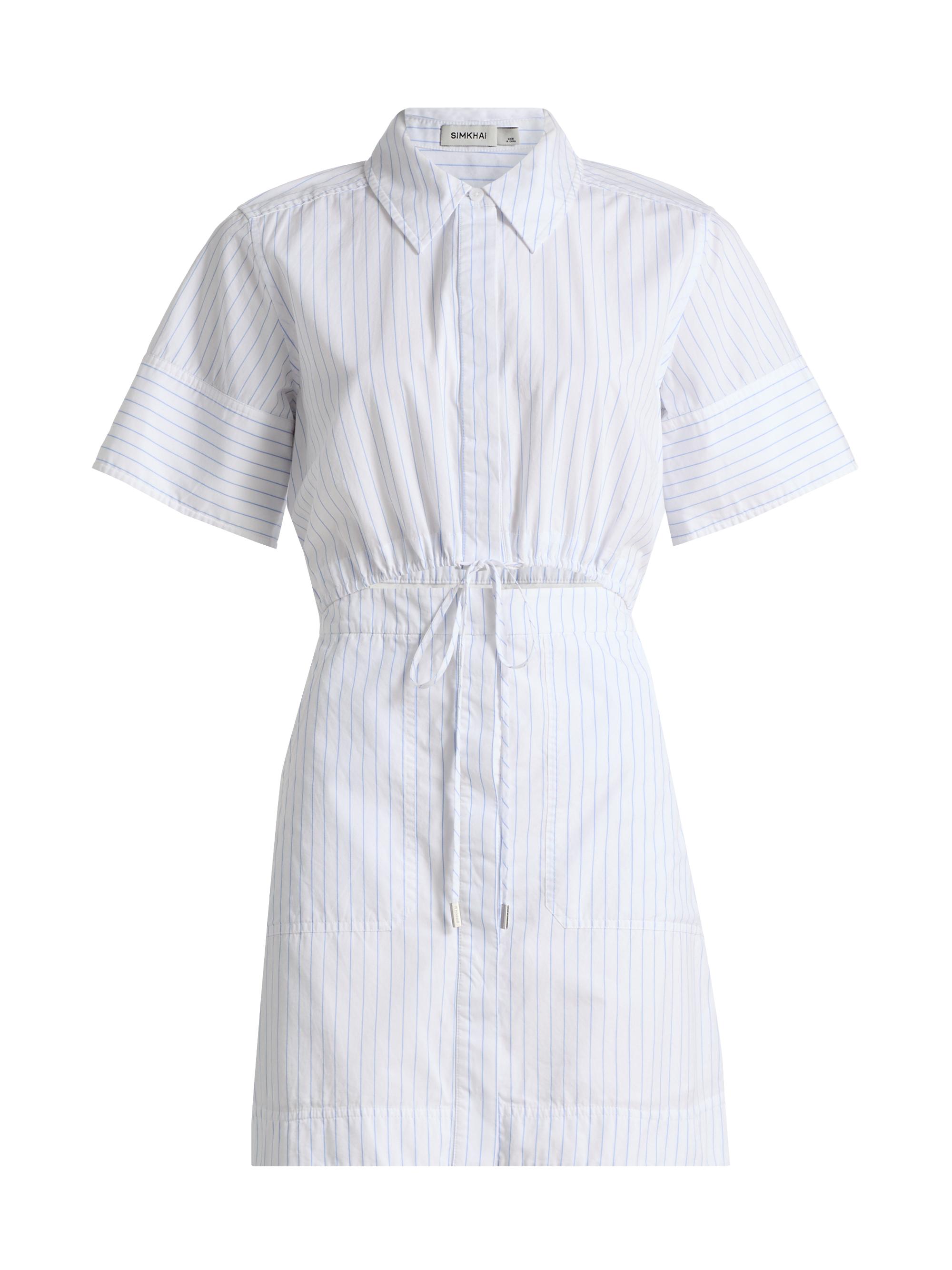 SIMKHAI Women's Marcy Striped Cotton Mini-Shirtdress - White Stripe