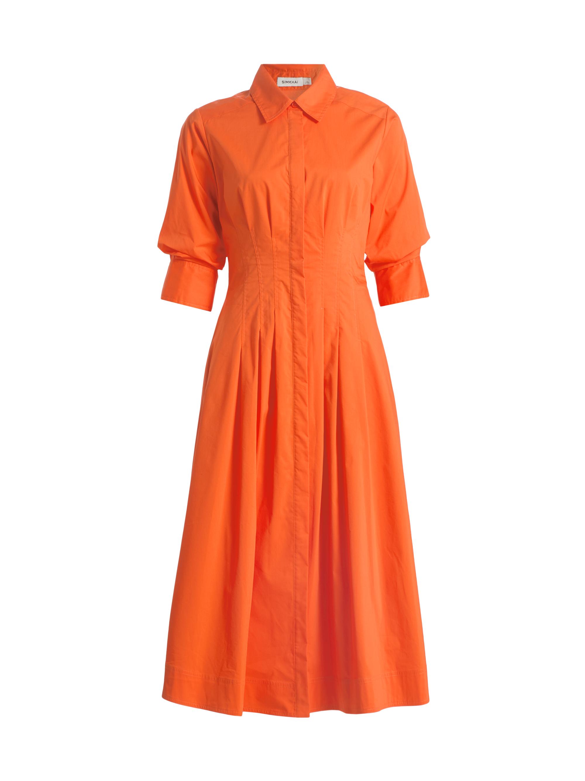 SIMKHAI Women's Jazz Pintuck Midi-Dress - Lobster