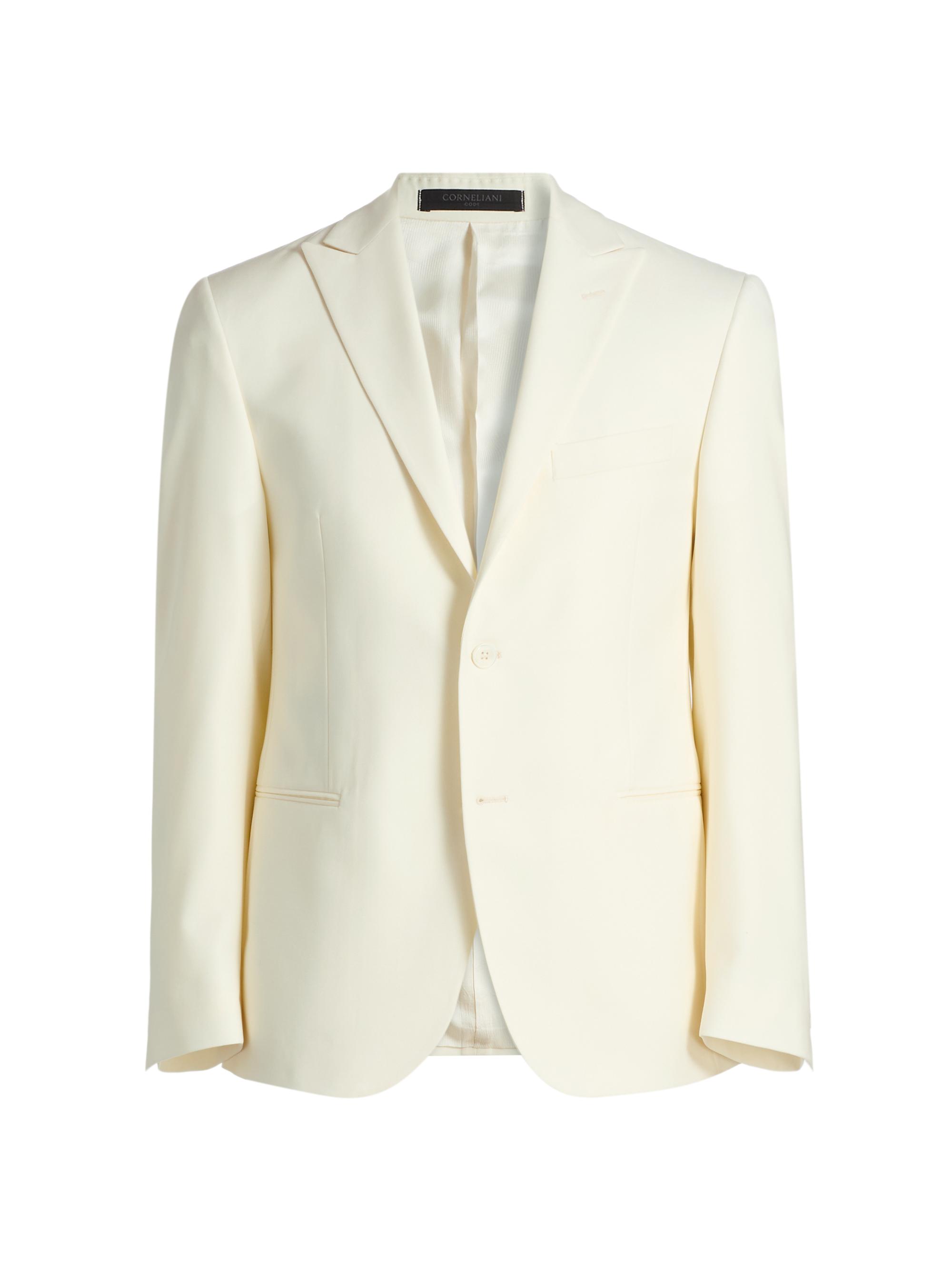 Corneliani Men's Virgin Wool Jacquard Dinner Jacket - Off White