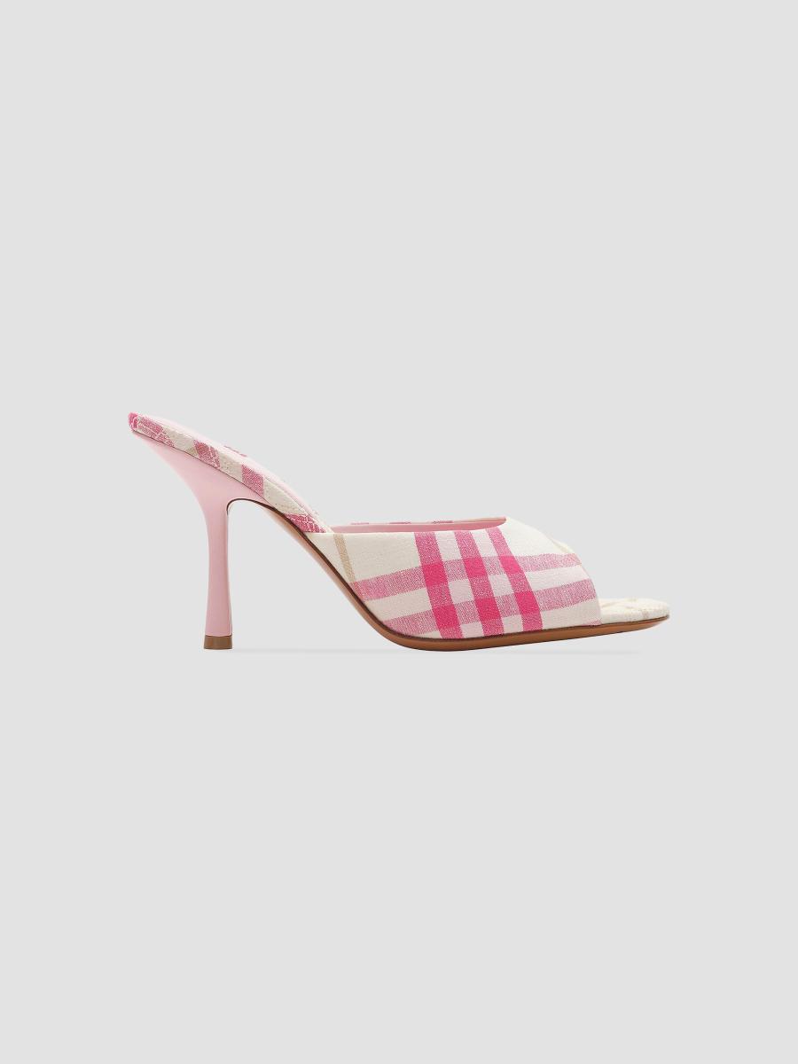 Burberry 90MM Check Linen Mules | Saks Fifth Avenue