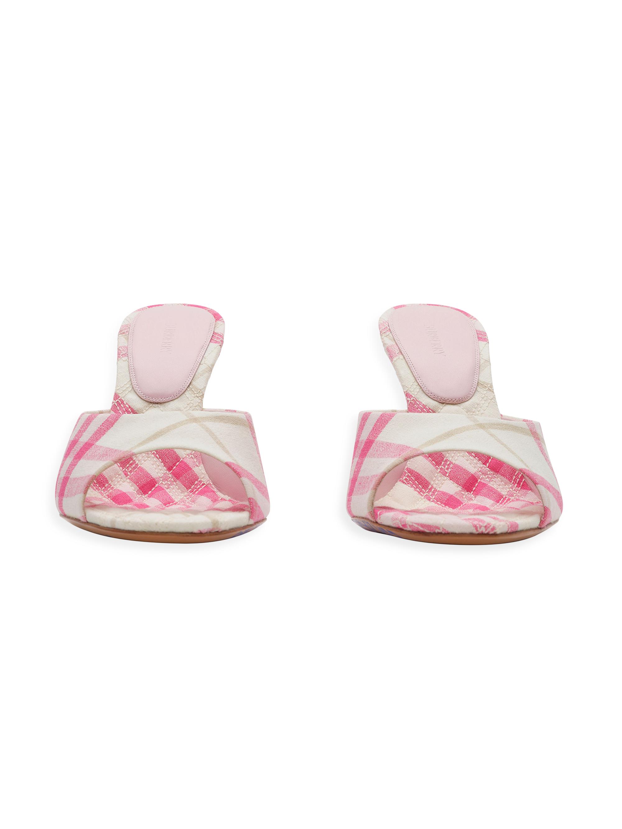 Burberry 90MM Check Linen Mules | Saks Fifth Avenue