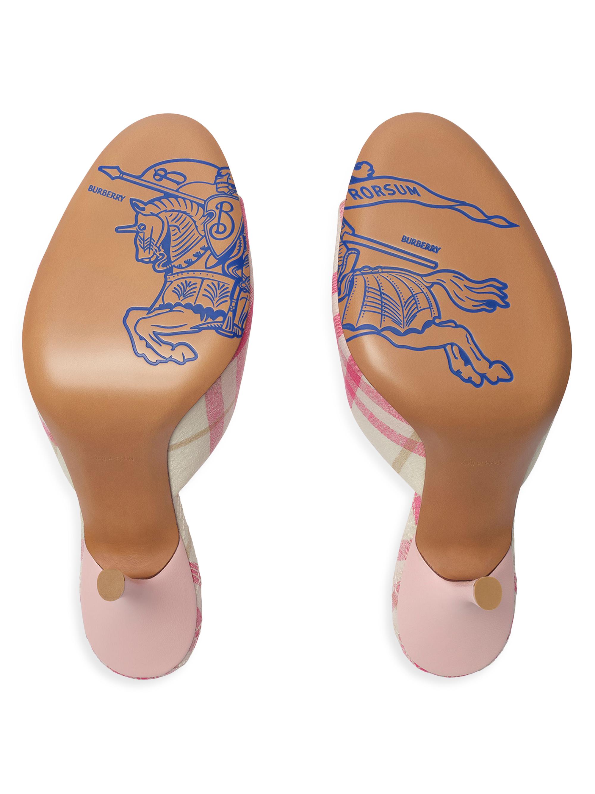 Burberry 90MM Check Linen Mules | Saks Fifth Avenue