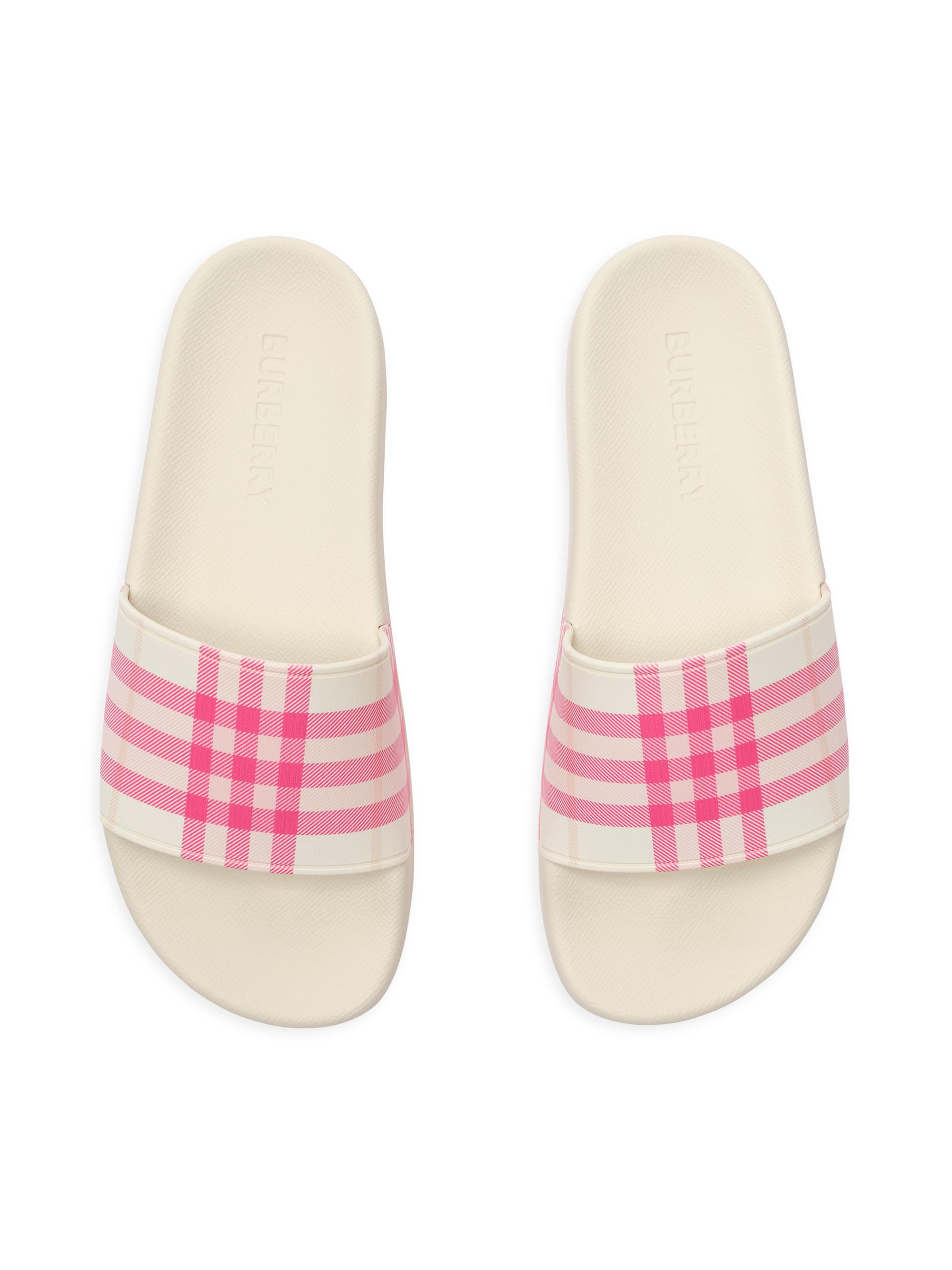 Burberry チェック柄スライドサンダル Burberry Furley Check Slide Sandals | Saks Fifth Avenue