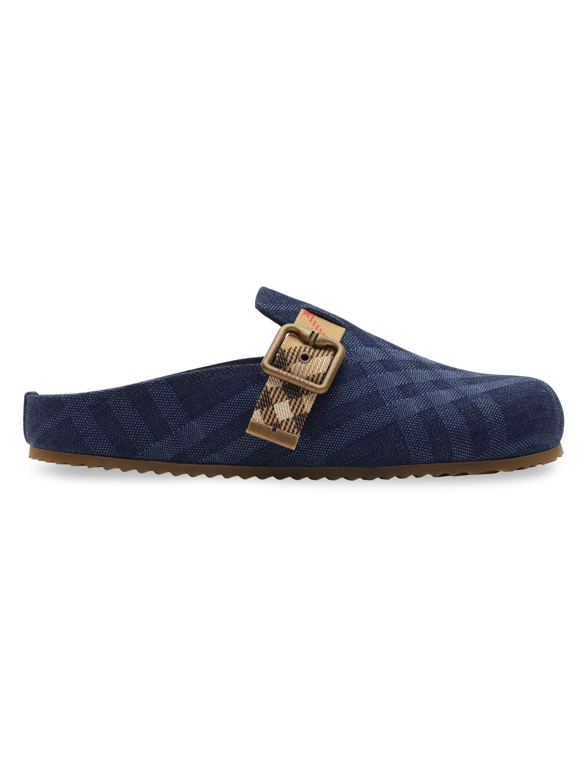 Burberry Women's Check Suede Urchin Clogs - Navy