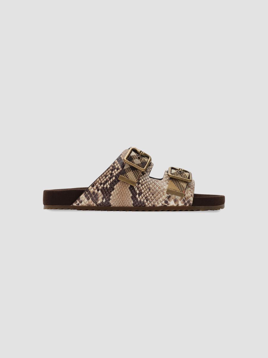 Burberry Urchin Checked Snakeskin-Embossed Sandals | Saks Fifth Avenue