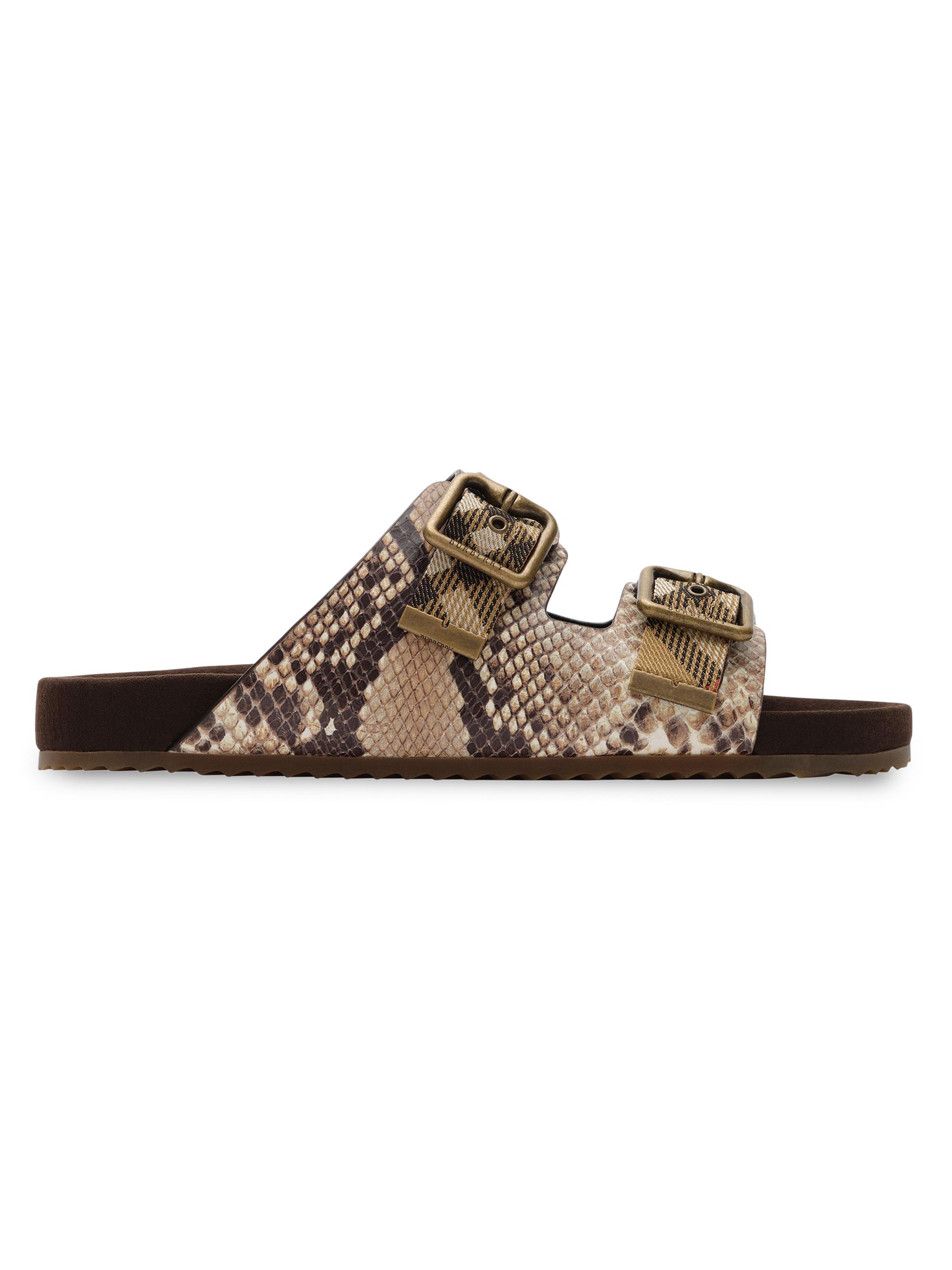 Burberry Women's Urchin Checked Snakeskin-Embossed Sandals - Serpent