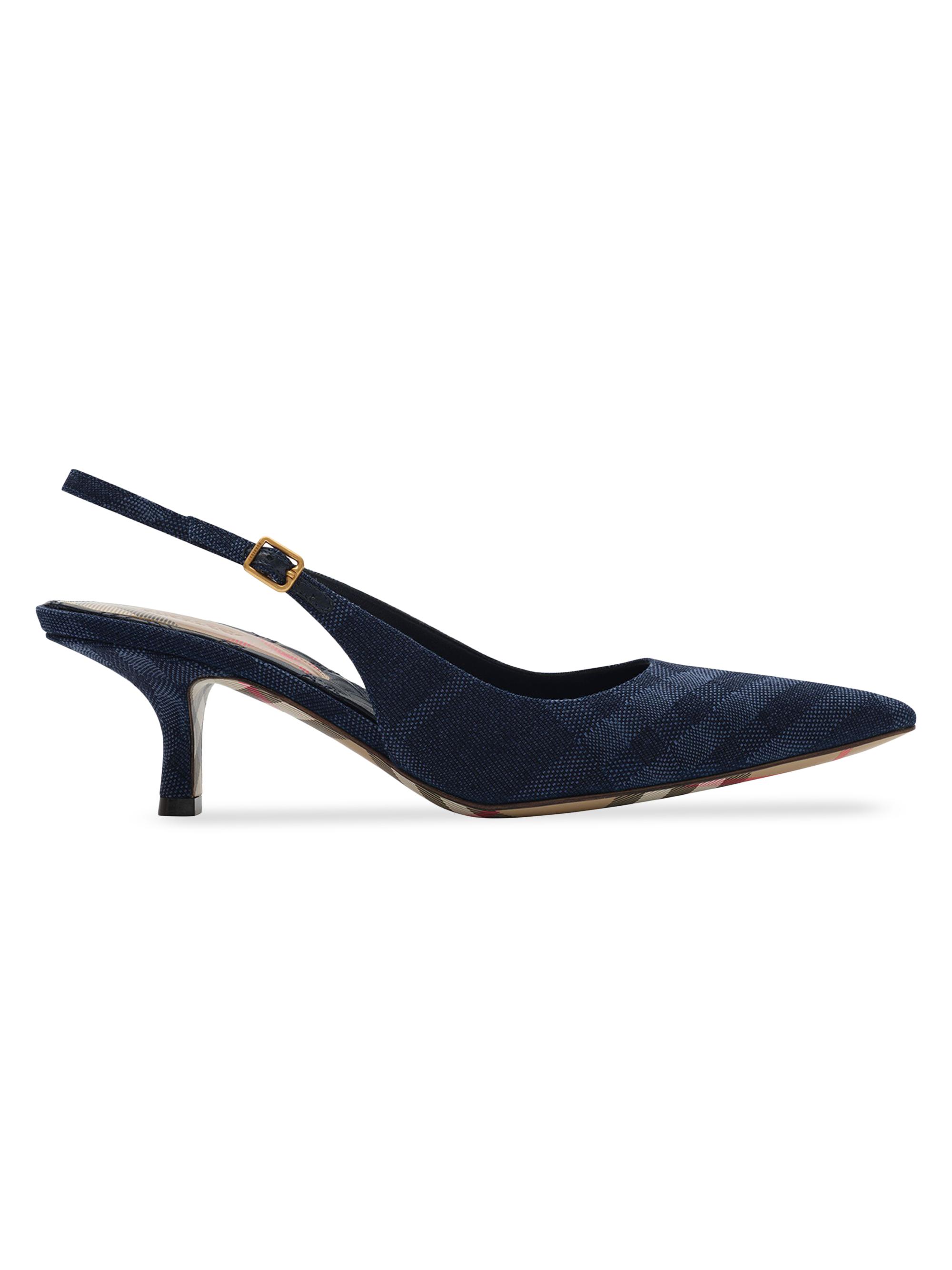 Burberry Women's Dame 55MM Check Denim Slingback Pumps - Denim