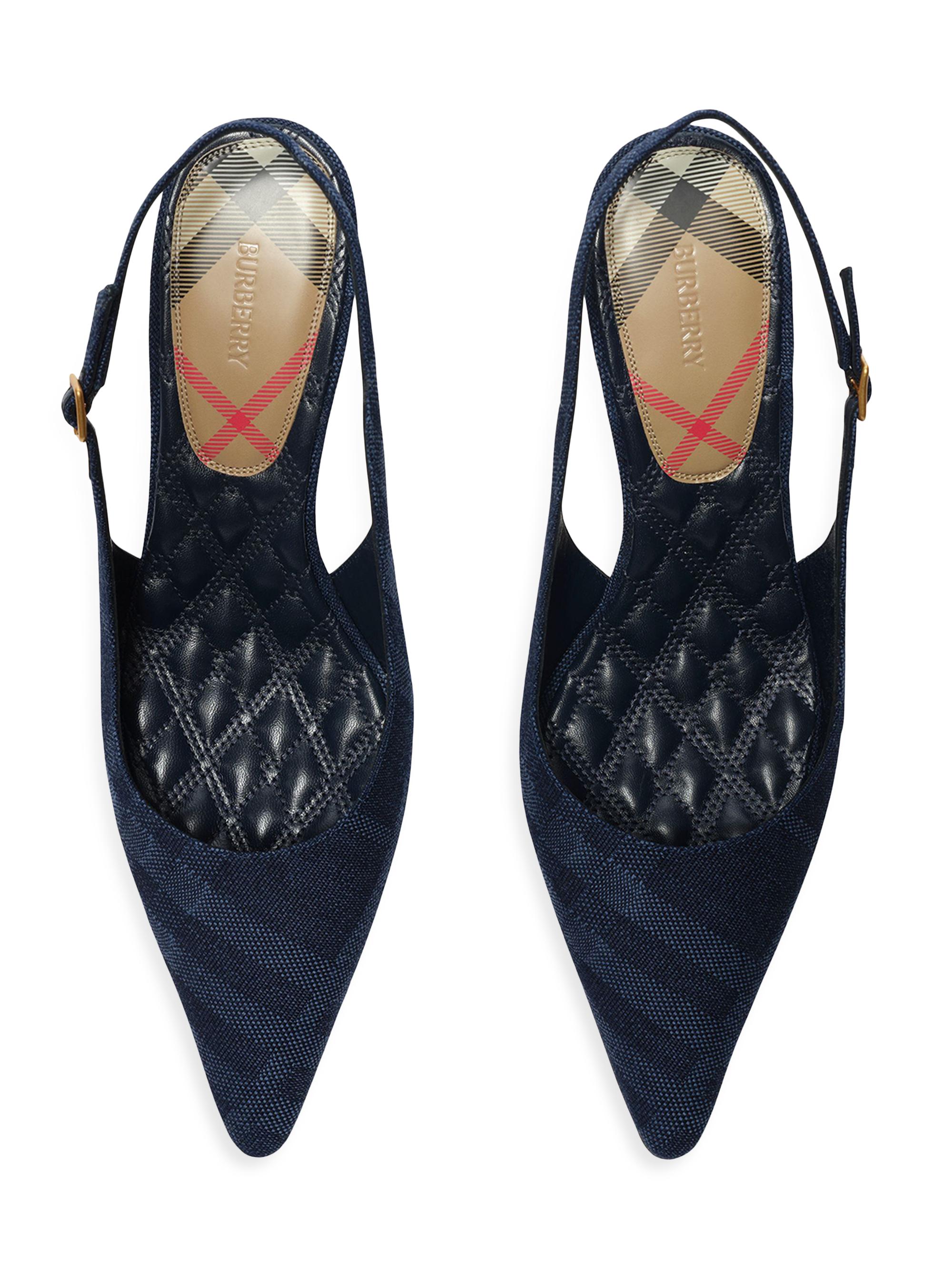 Burberry Dame 55MM Check Denim Slingback Pumps | Saks Fifth Avenue