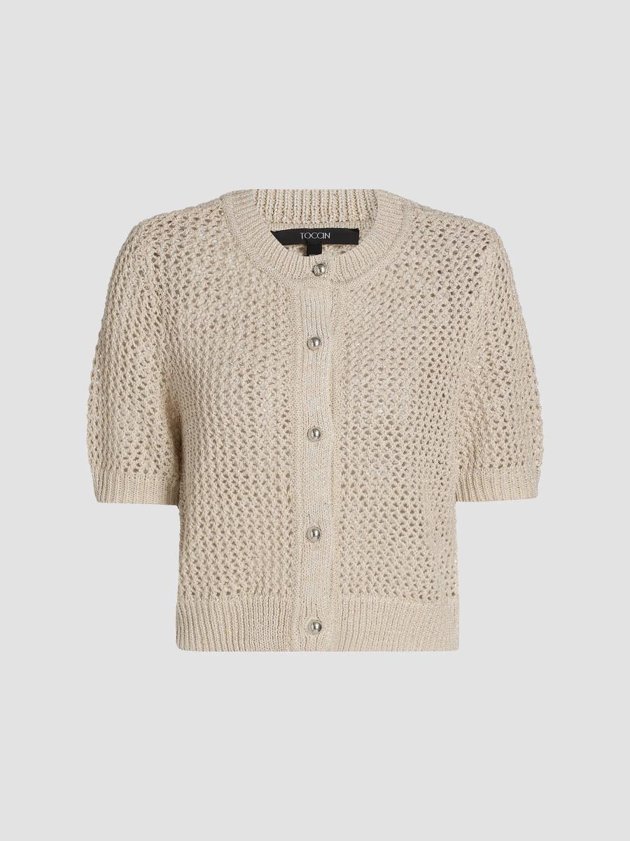 Toccin Janice Sequin Crochet Short-Sleeve Cardigan | Saks Fifth Avenue