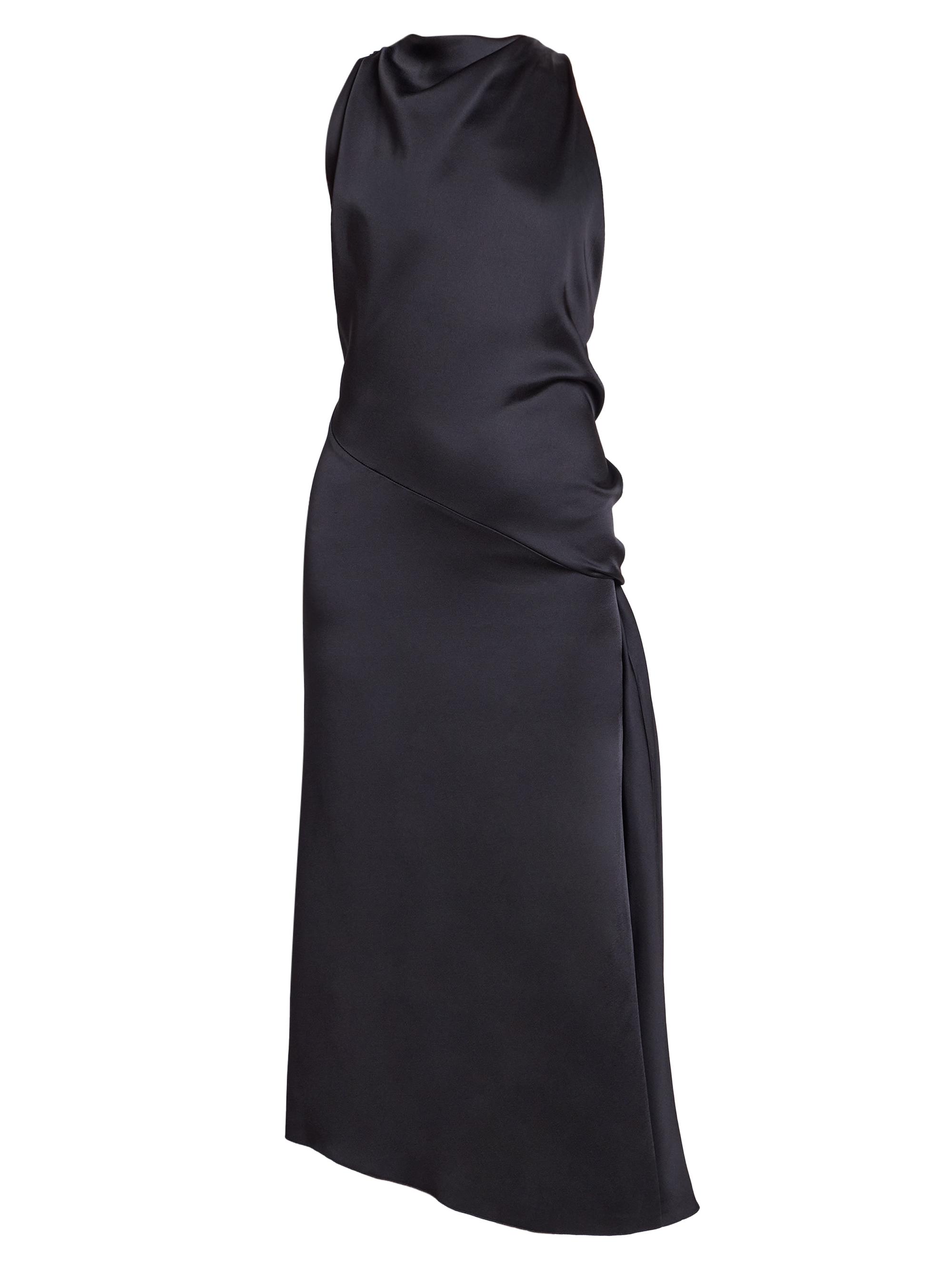 Victoria Beckham Women's Twist-Detail Satin Sleeveless Midi-Dress - Black