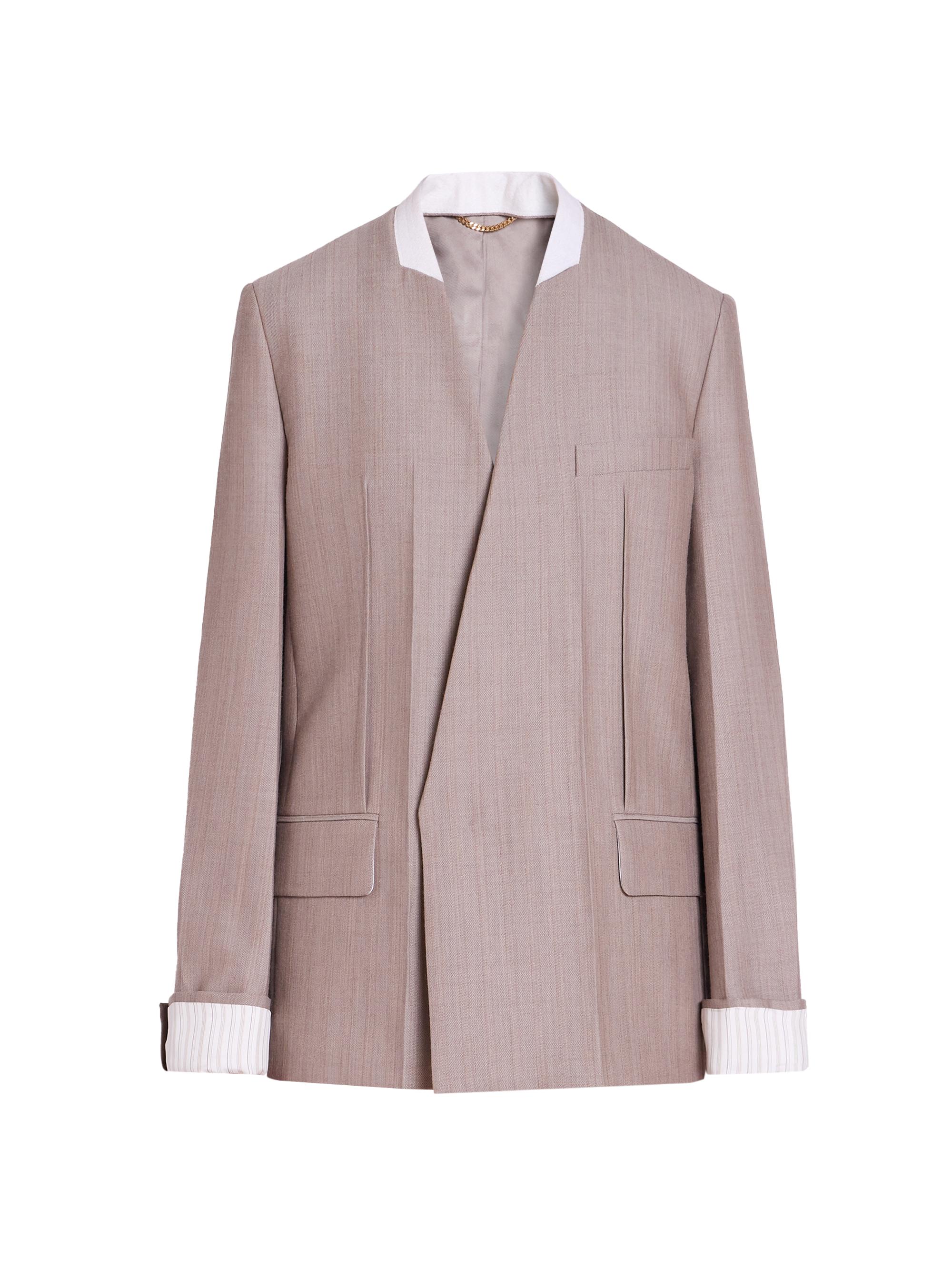 Victoria Beckham Women's Tailored Collarless Folded Wool Jacket - Limestone | Thumbnail 7