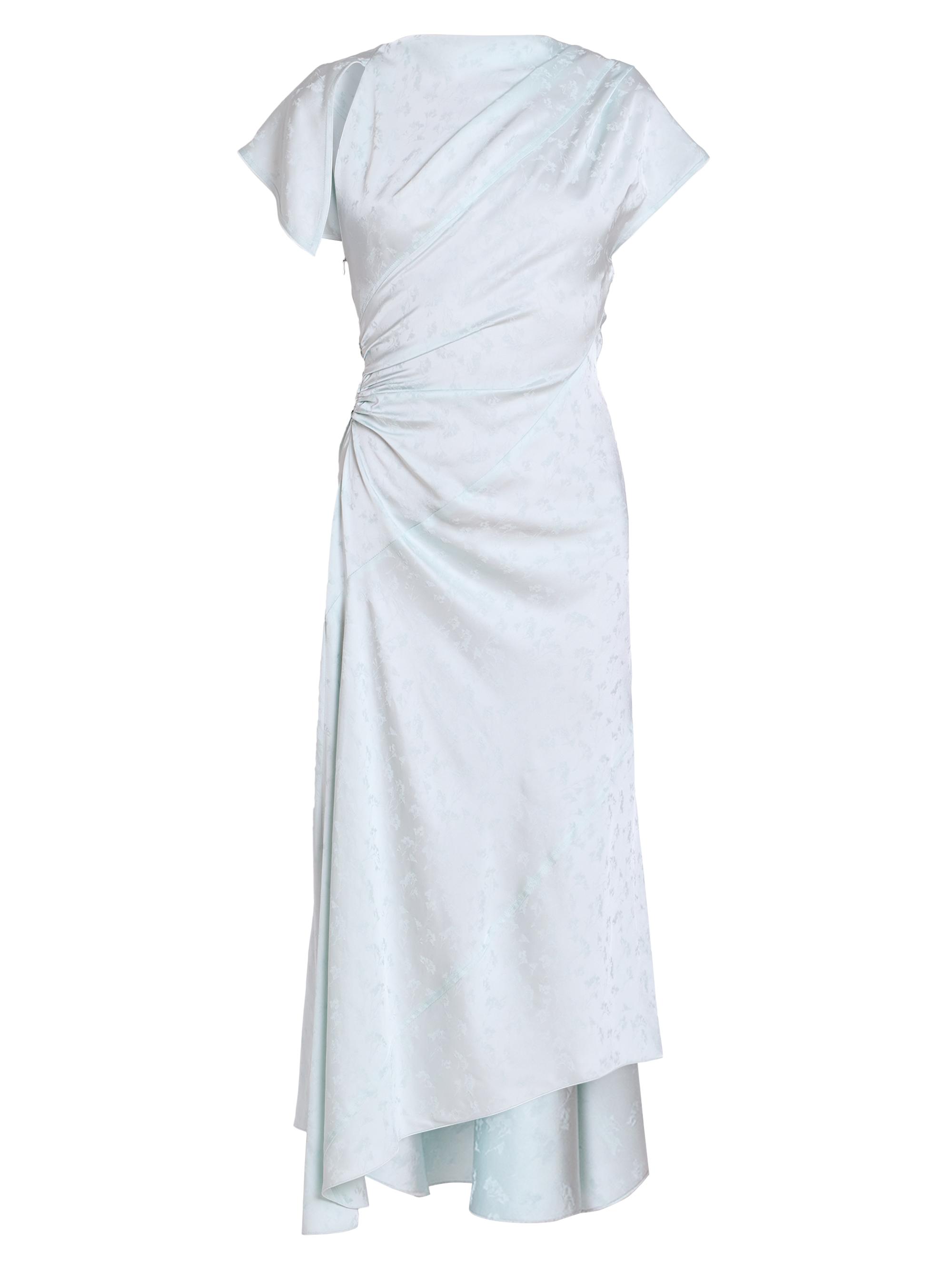 Victoria Beckham Women's Asymmetric Twist Floral Satin Midi-Dress - Aquamarine