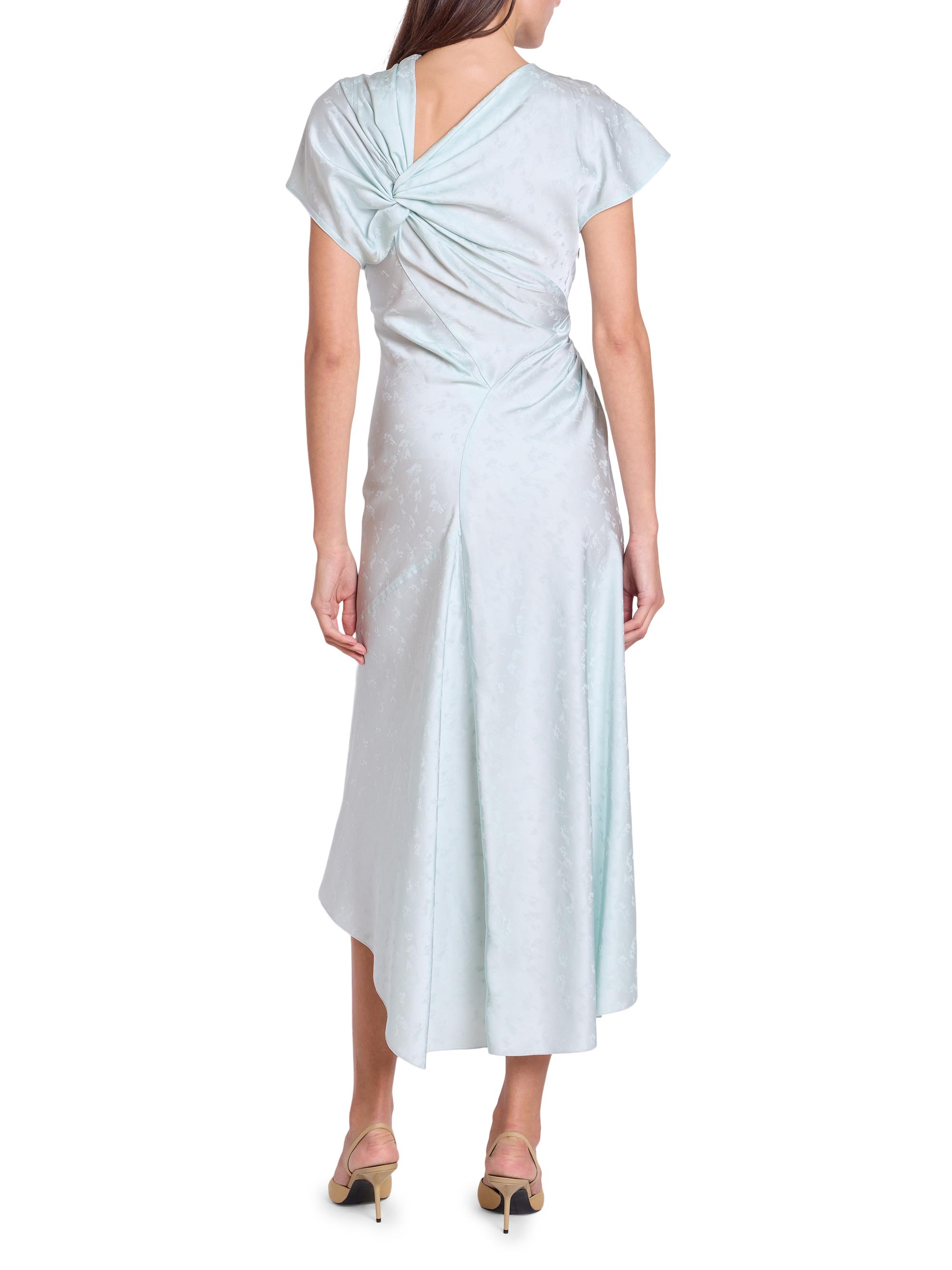 knee length dresses for ladies Samantha Formal Satin Midi Dress in Navy Blue | Size: Xs | Knit Fabric/Satin Fabric main image 1