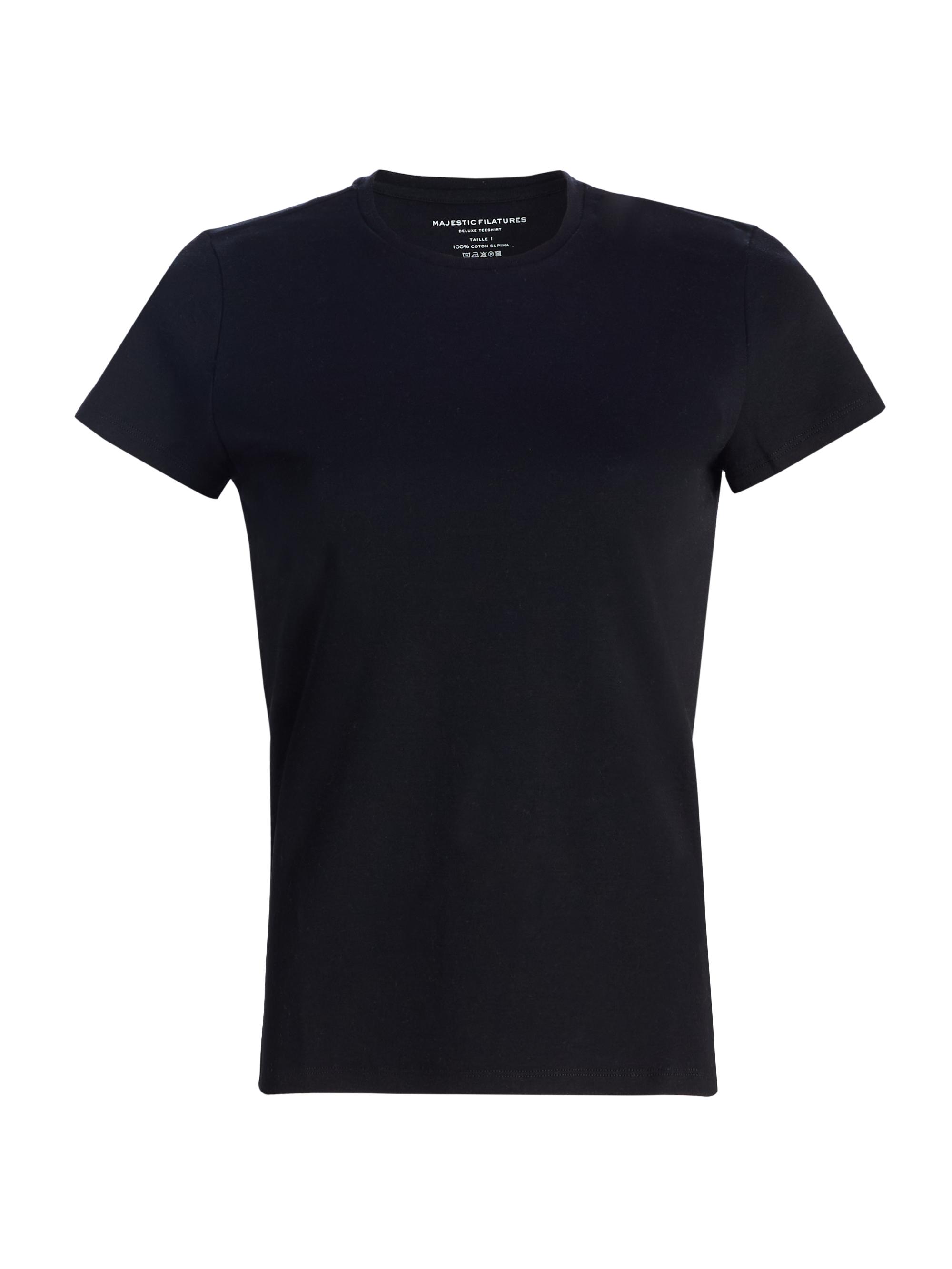 Majestic Filatures Women's Interlock Cotton Short-Sleeve T-Shirt - Noir