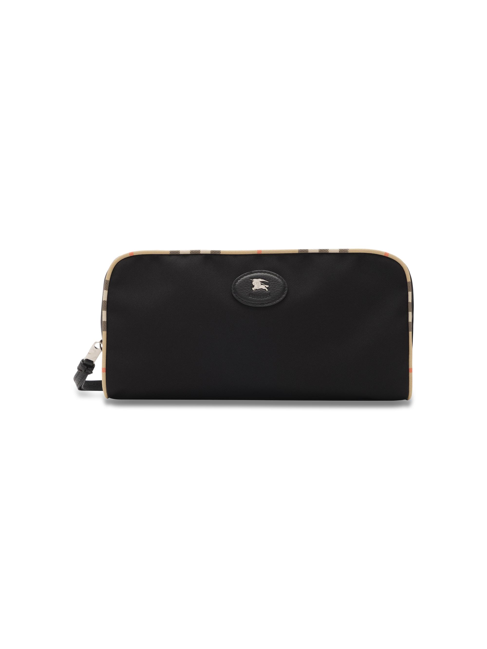 Burberry Men's Check-Trim Travel Pouch - Black - Women's Bags