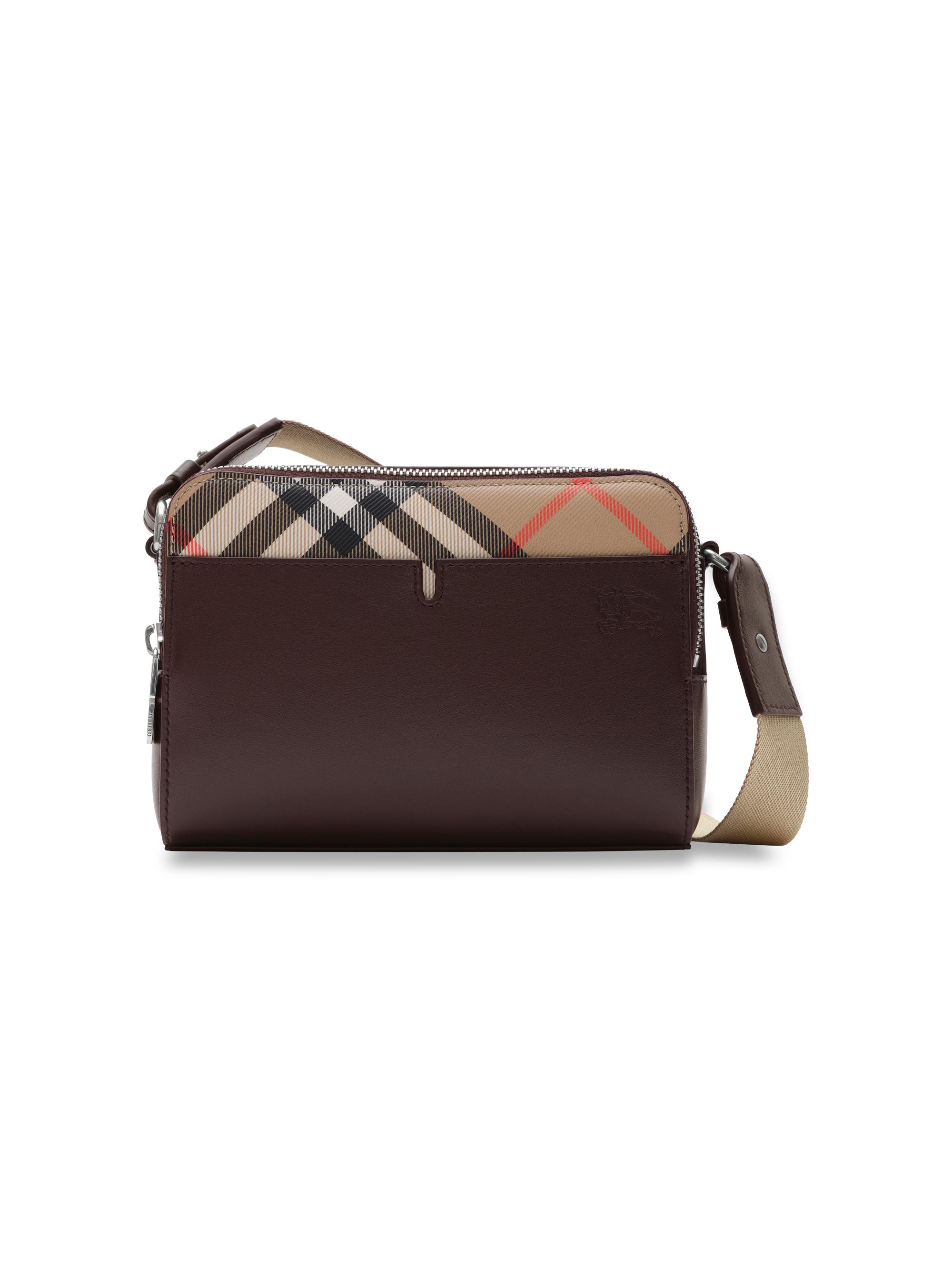 Burberry Men's Mini Case Leather Crossbody Bag - Peat Sand