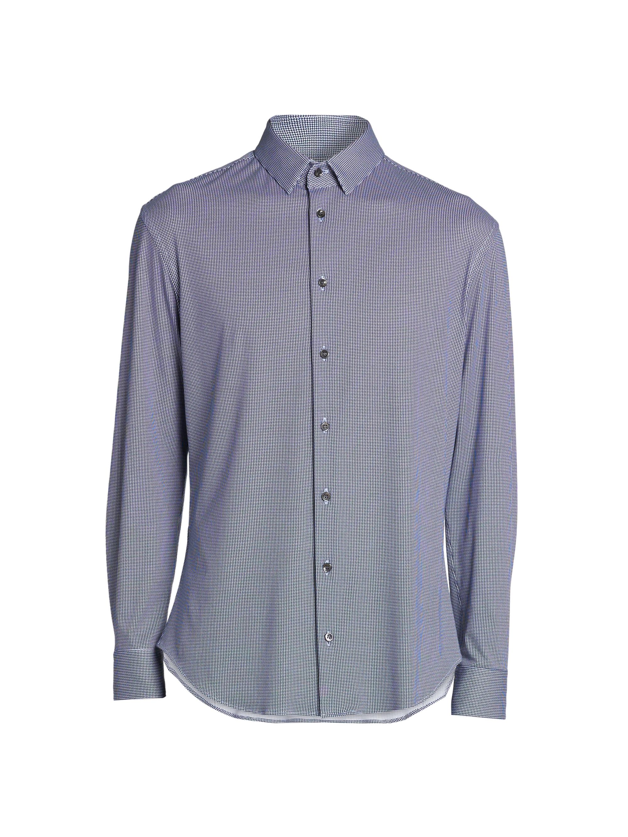 Giorgio Armani Men's Printed Cotton-Blend Jersey Shirt - Blue Depths