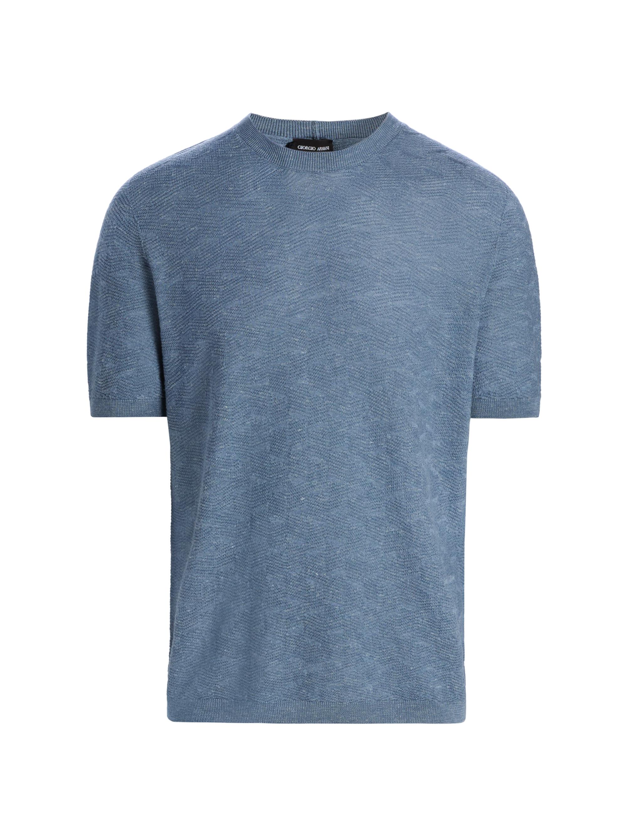 Giorgio Armani Men's Cashmere-Hemp-Silk Sweater - Light Blue Melange