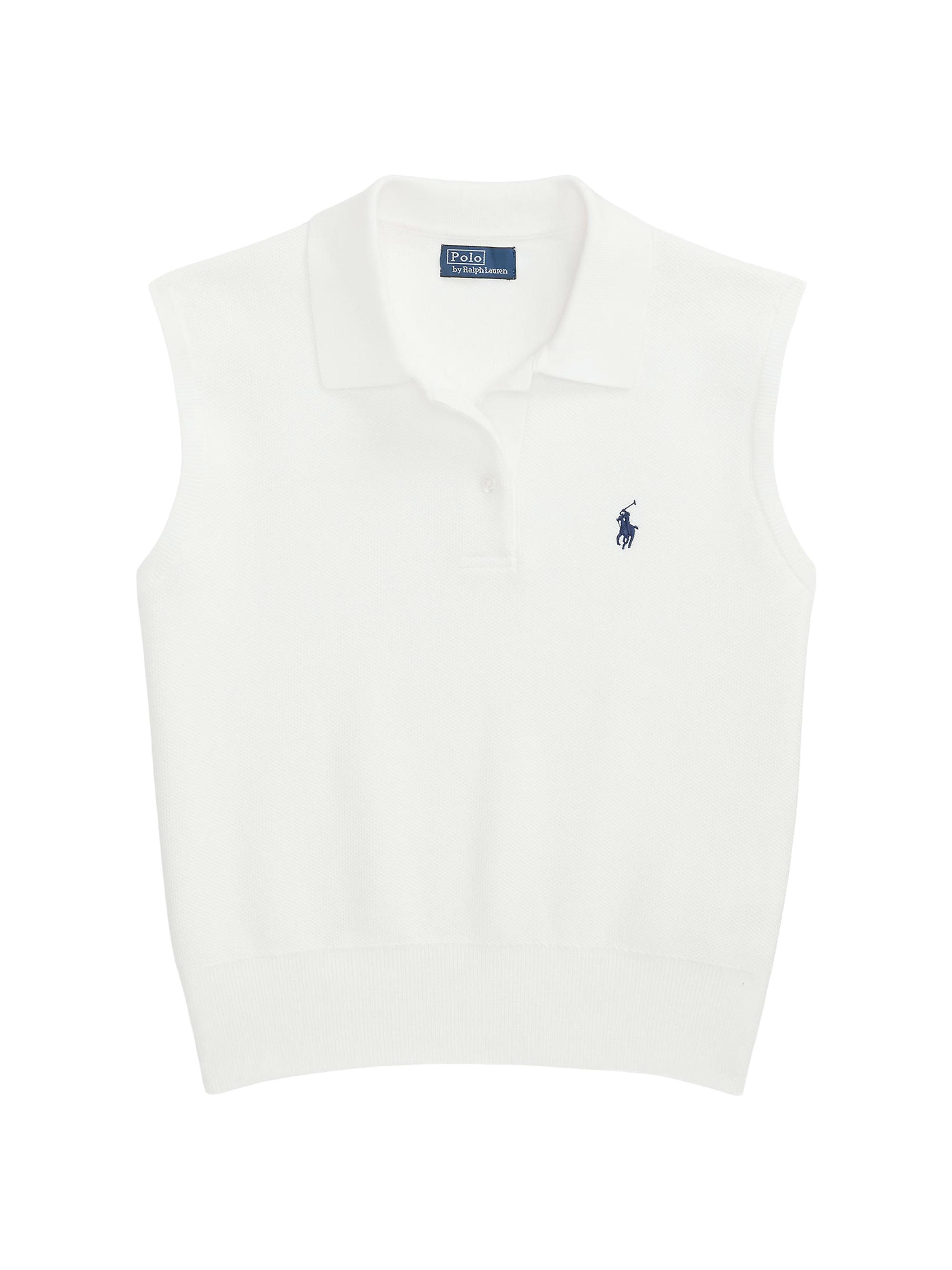 Polo Ralph Lauren Women's Cotton-Blend Sleeveless Polo Sweater - White