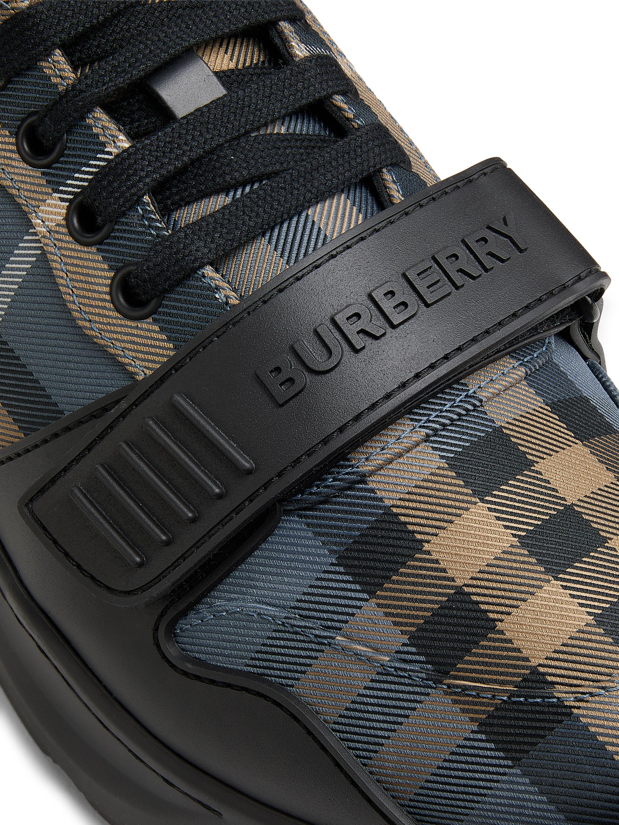 Burberry Men\'s Check Low Top Lace-Up Dress Shoes Dark PURPLE - Pre-Owned Burberry New Regis Check Low-Top Sneakers | Saks Fifth Avenue main image 2