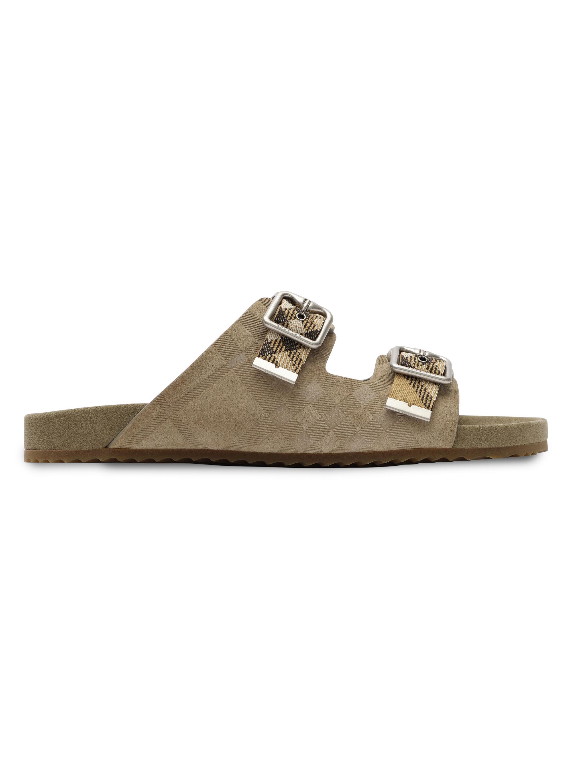 Burberry Men's MF Urchin Suede Check Sandals - Sparrow Beige
