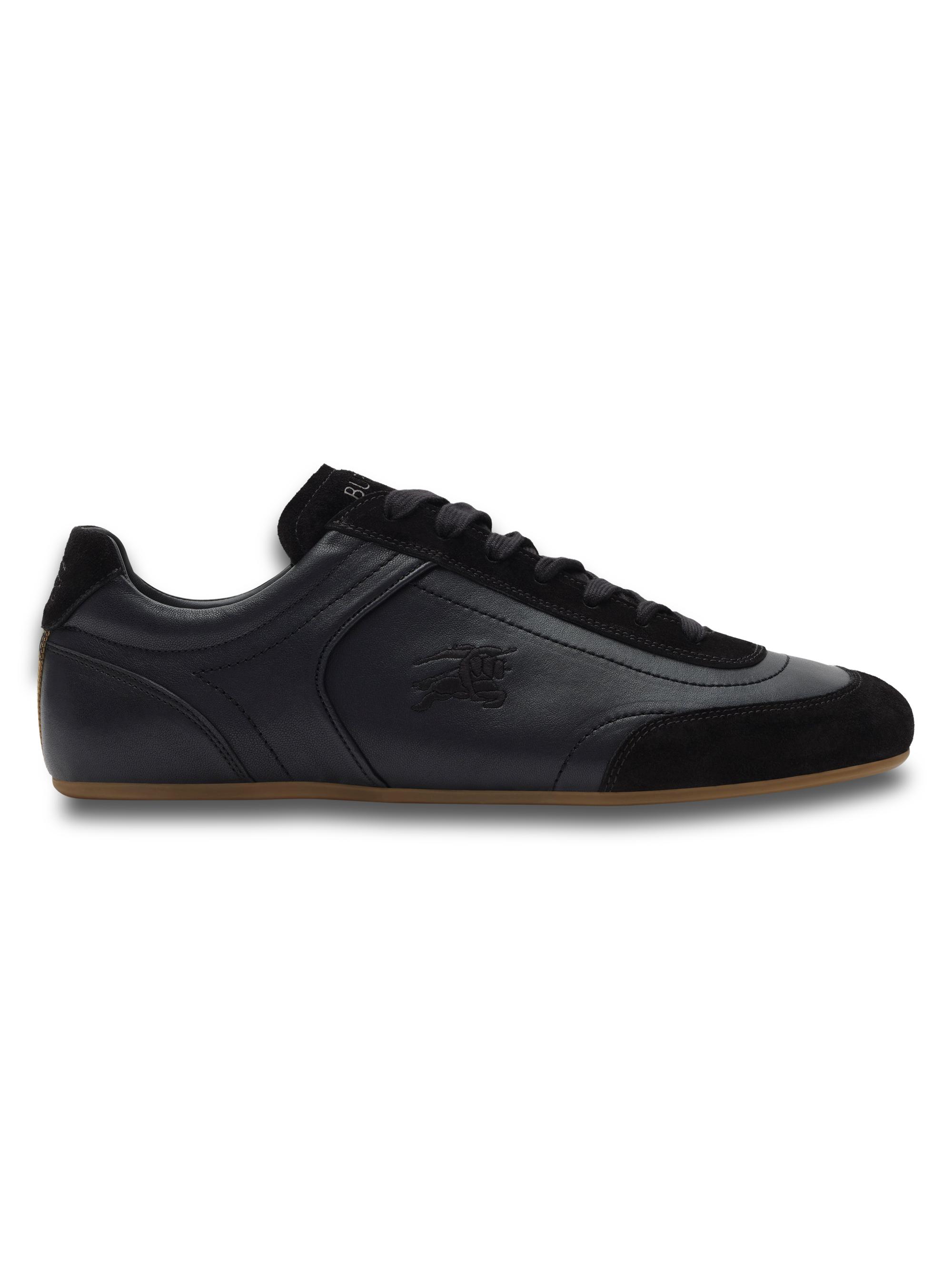 Burberry Men's Knight Leather & Suede Low-Top Sneakers - Black