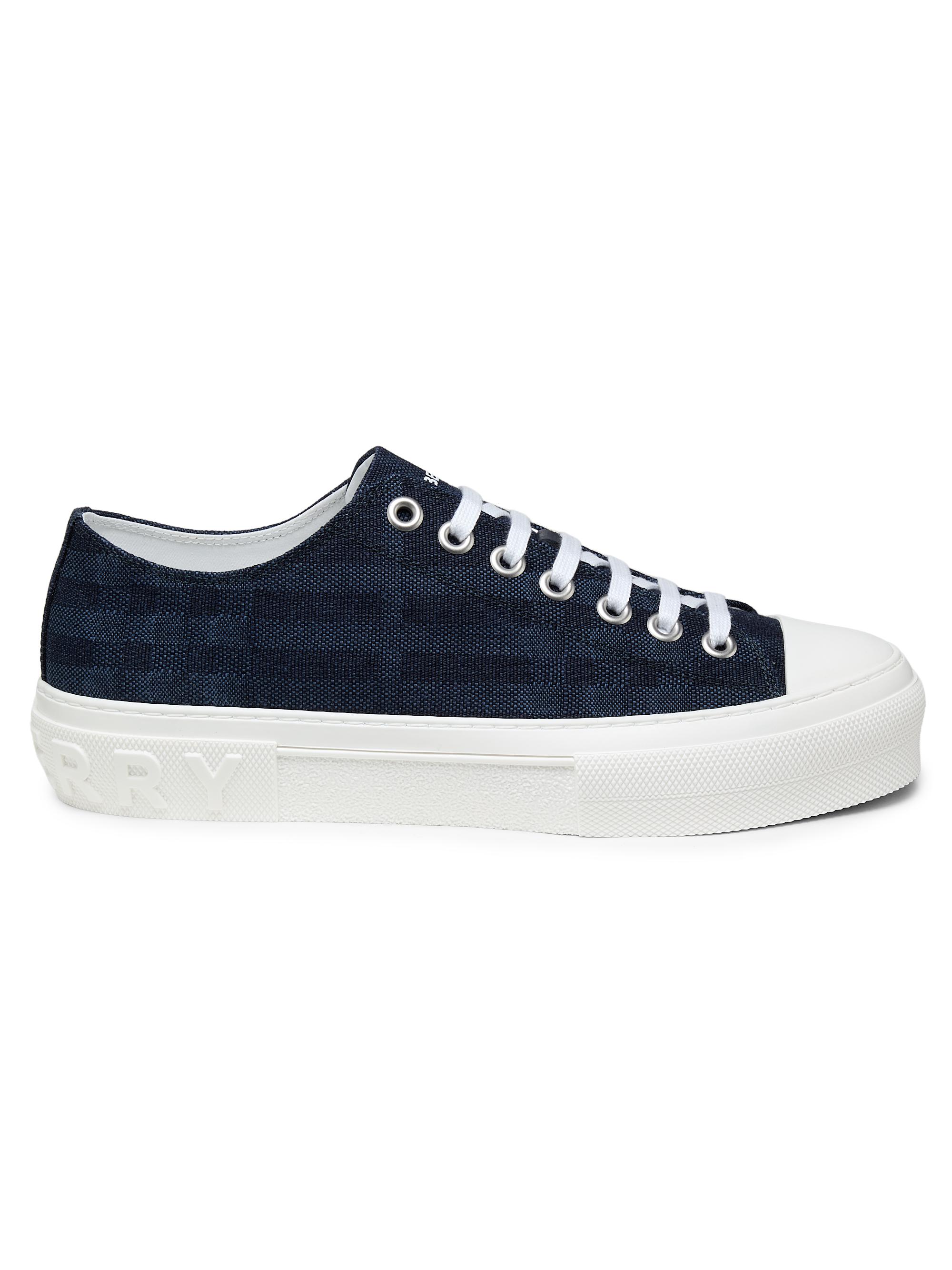 Burberry Men's Jack Check Denim Low-Top Sneakers - Navy | Thumbnail 7