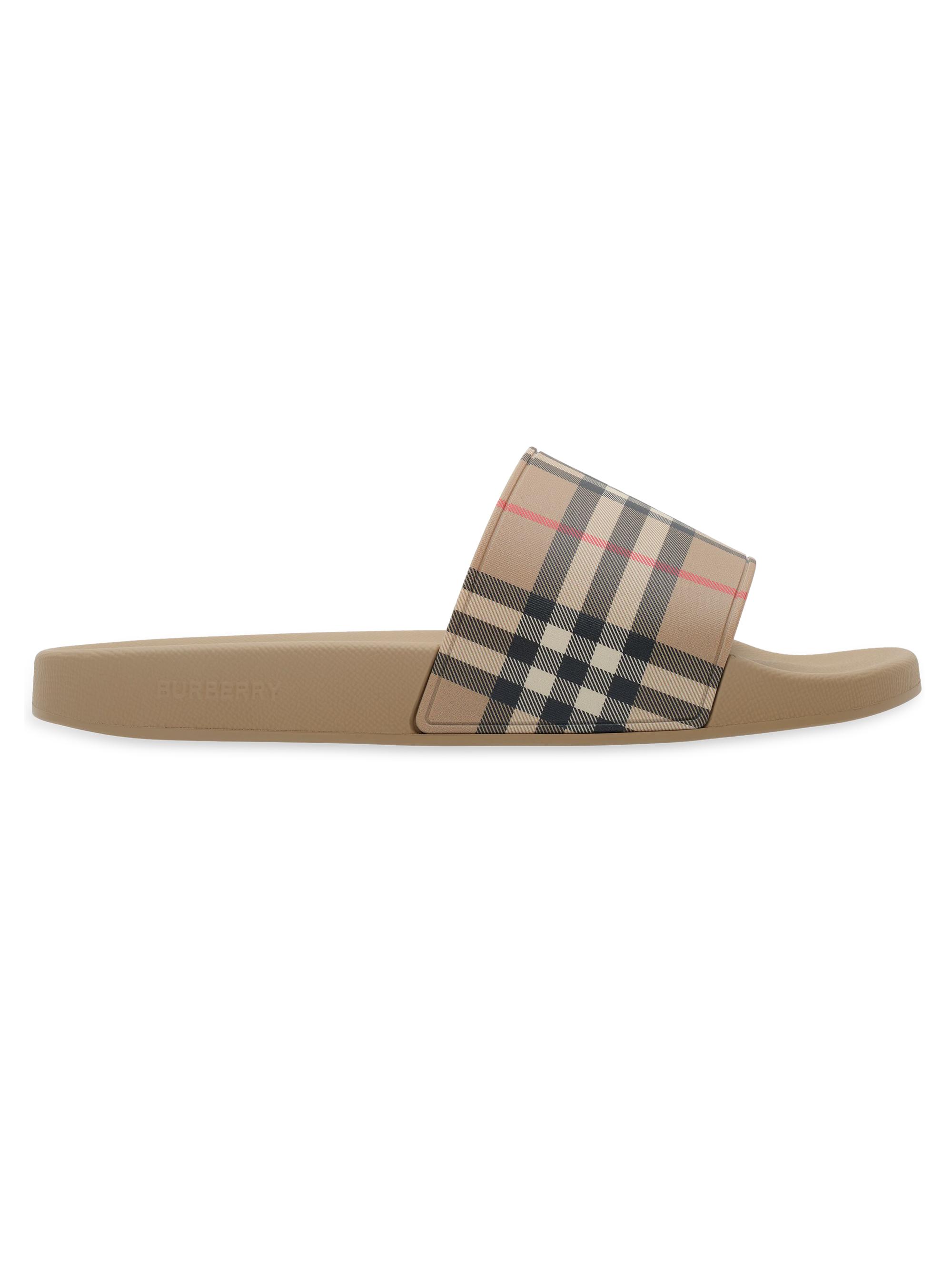 Burberry Furley Check Slide Sandals | Saks Fifth Avenue