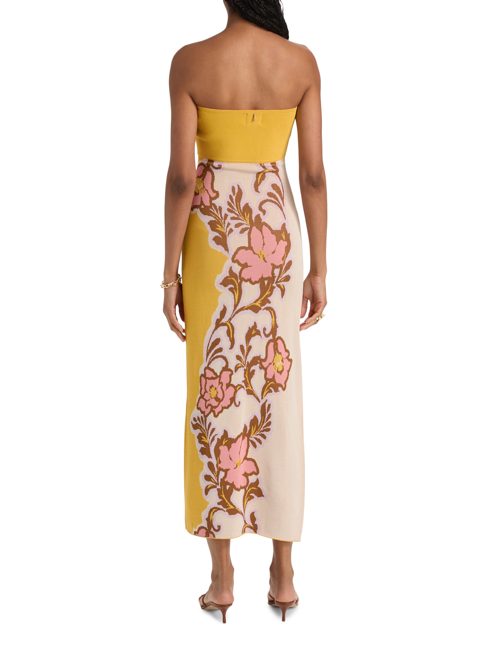 Misa Los Angeles Women's Fletcher Colorblocked Floral Strapless Midi-Dress - Plumeria Wave Knit | Thumbnail 5