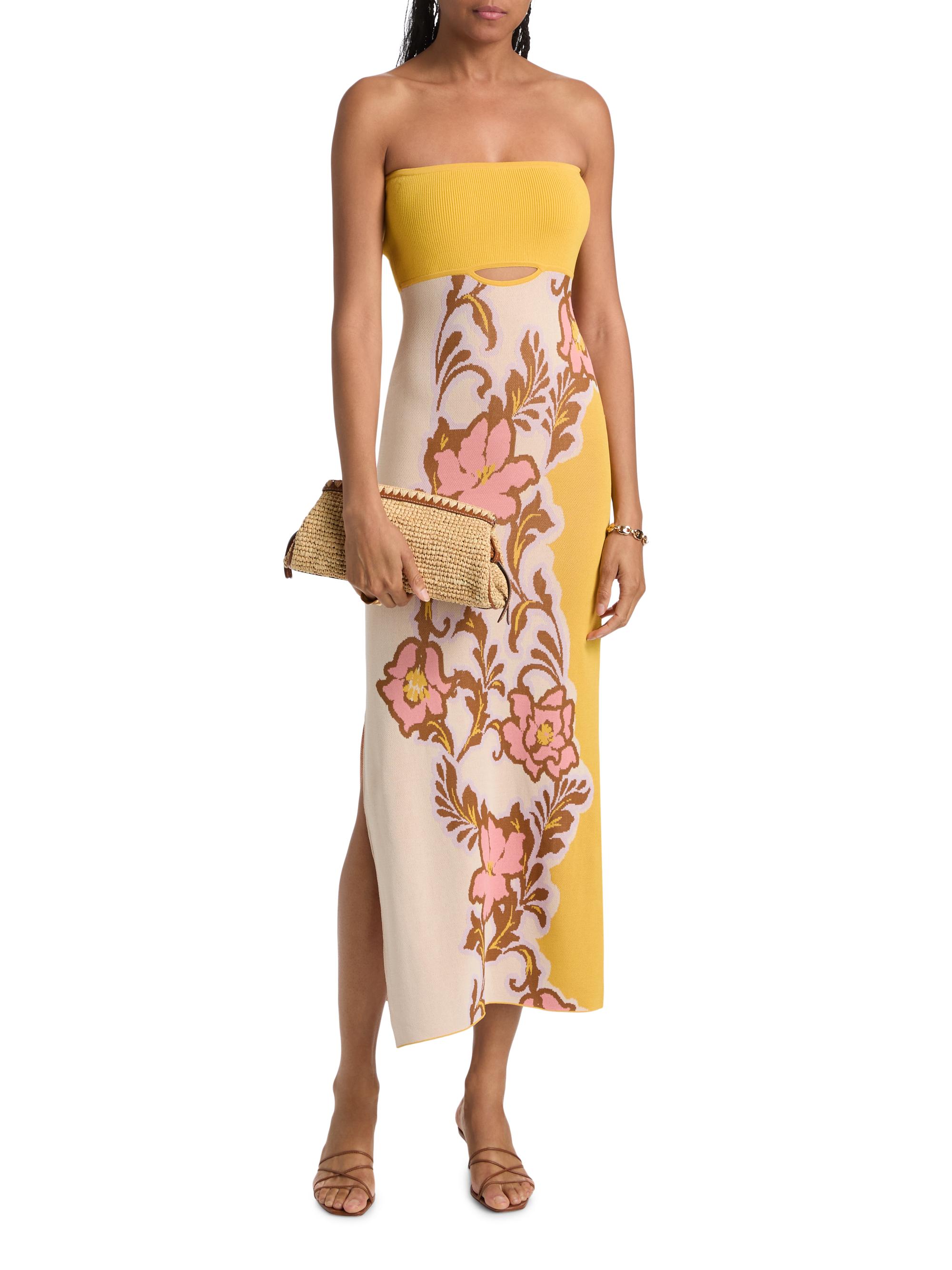 Misa Los Angeles Women's Fletcher Colorblocked Floral Strapless Midi-Dress - Plumeria Wave Knit | Thumbnail 2