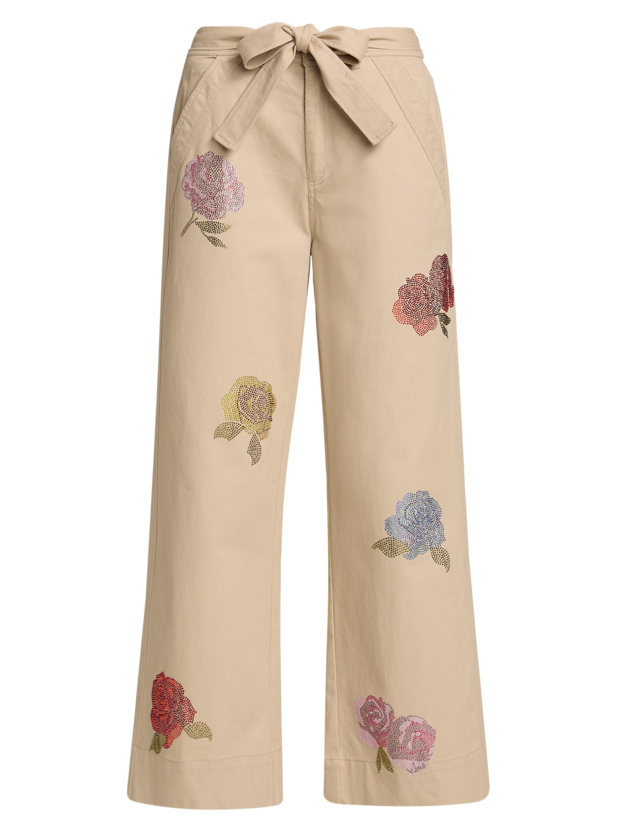 Cinq à Sept Women's Mylah Crystal Rose Drawstring Pants - Khaki Multi