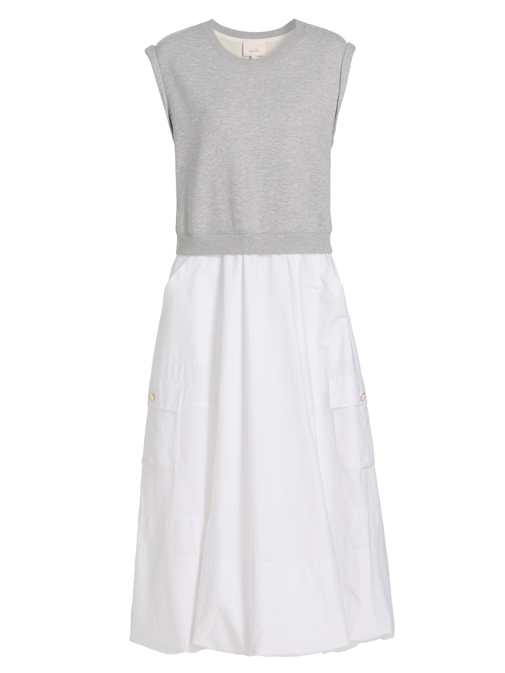 Cinq à Sept Women's Parker Layered Combo Midi-Dress - Heather Grey White