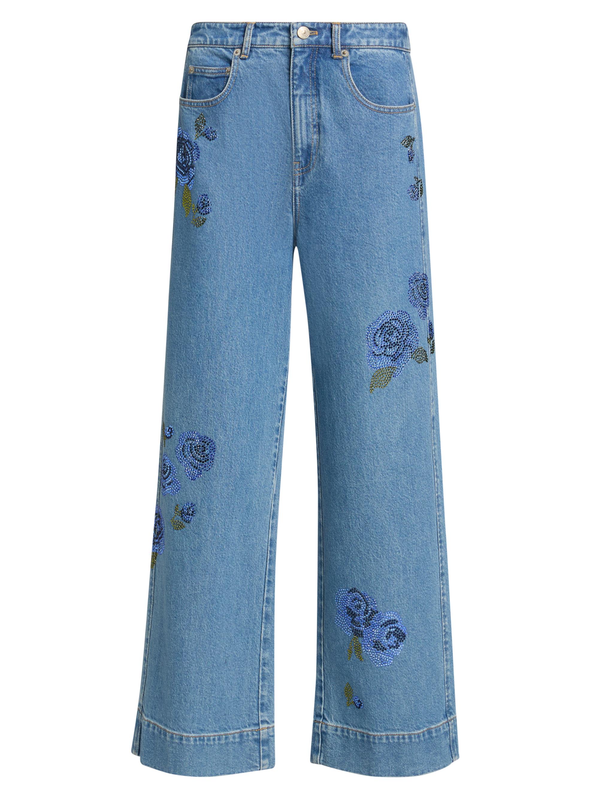 Cinq à Sept Women's Betsy Crystal Roses Crop Wide-Leg Jeans - Horizon Multi