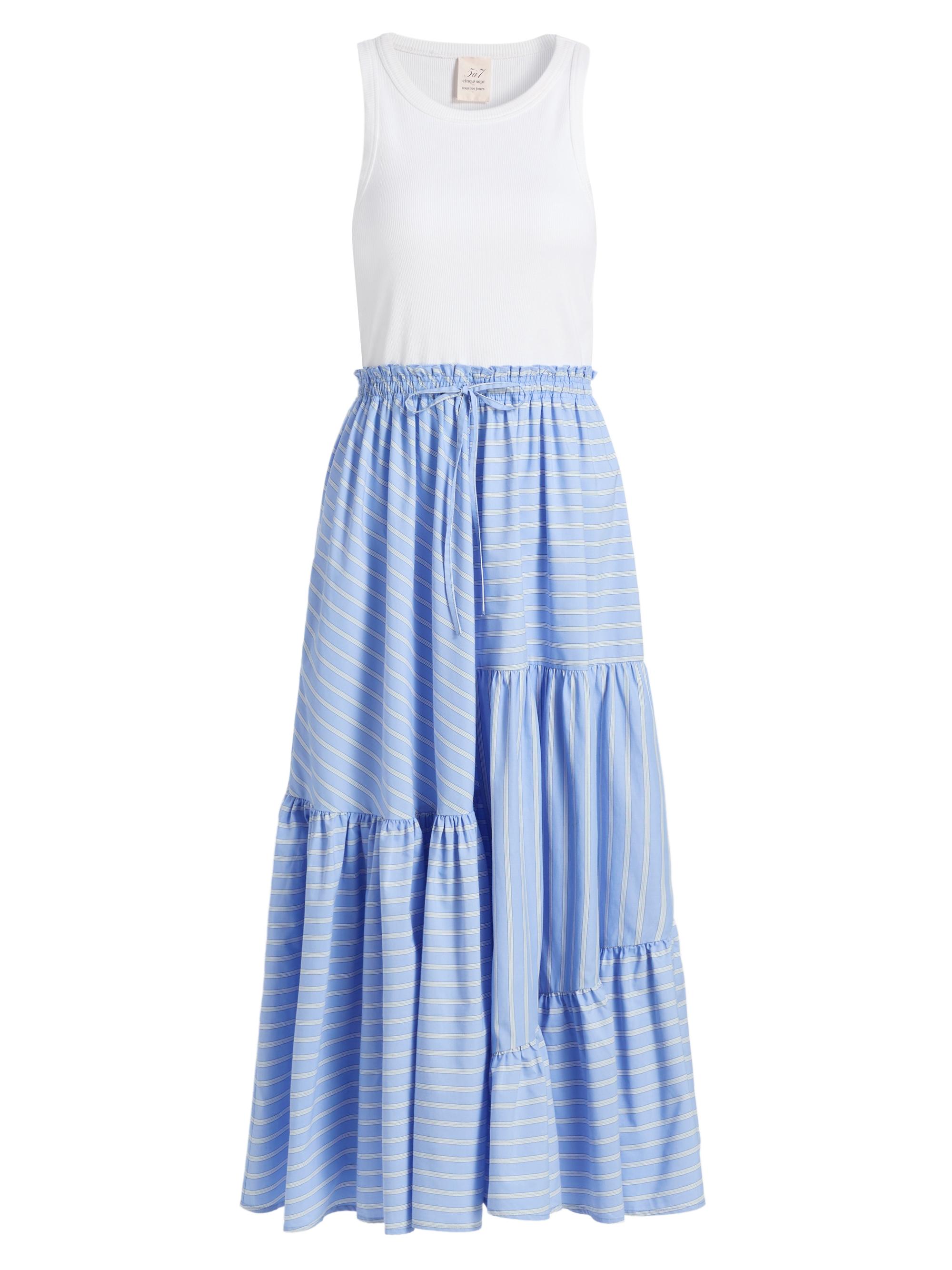 Cinq à Sept Women's Robyn Layered Tiered Midi-Dress - White Blue Multi