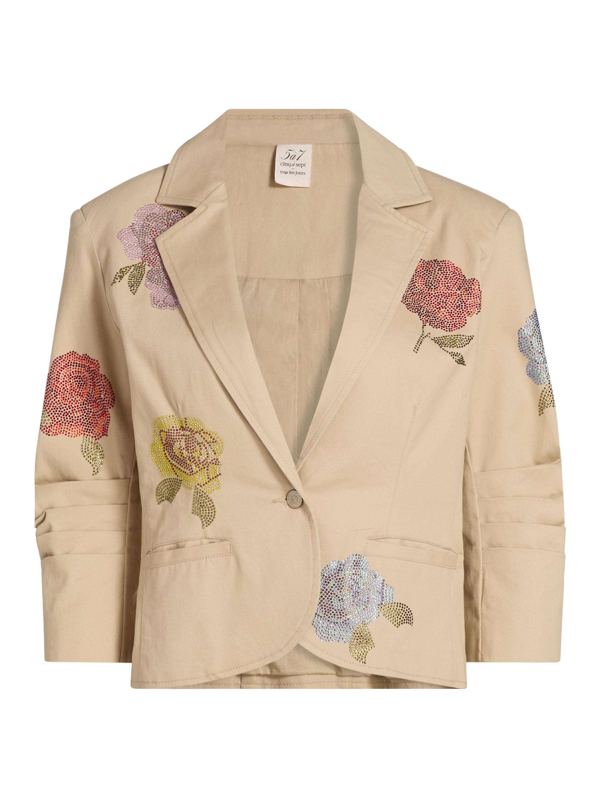 Cinq à Sept Women's Khloe Le Petit Crystal Rose Blazer - Khaki Multi