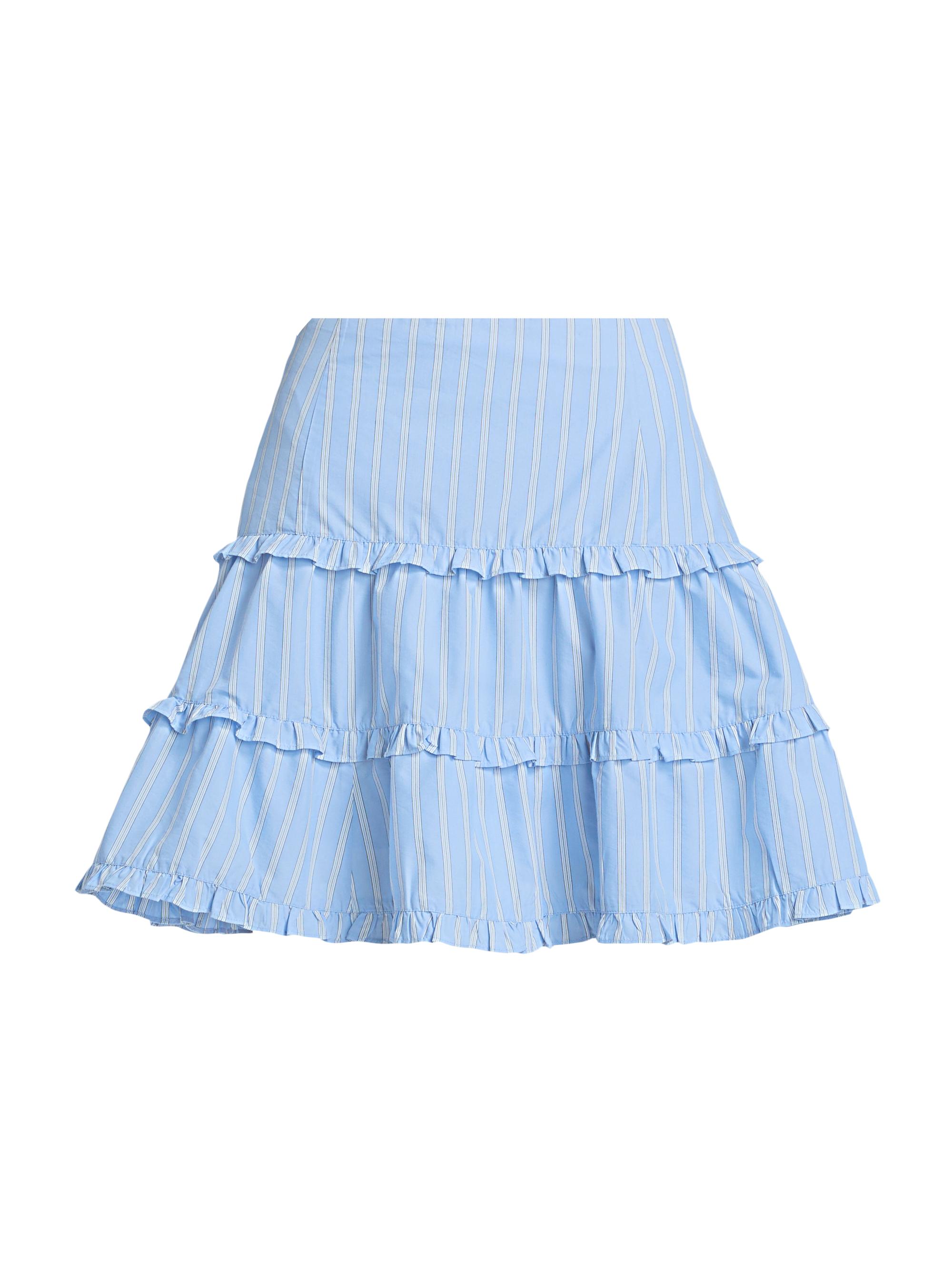 Cinq à Sept Women's Thea Lili Striped Tiered Miniskirt - Blue Multi