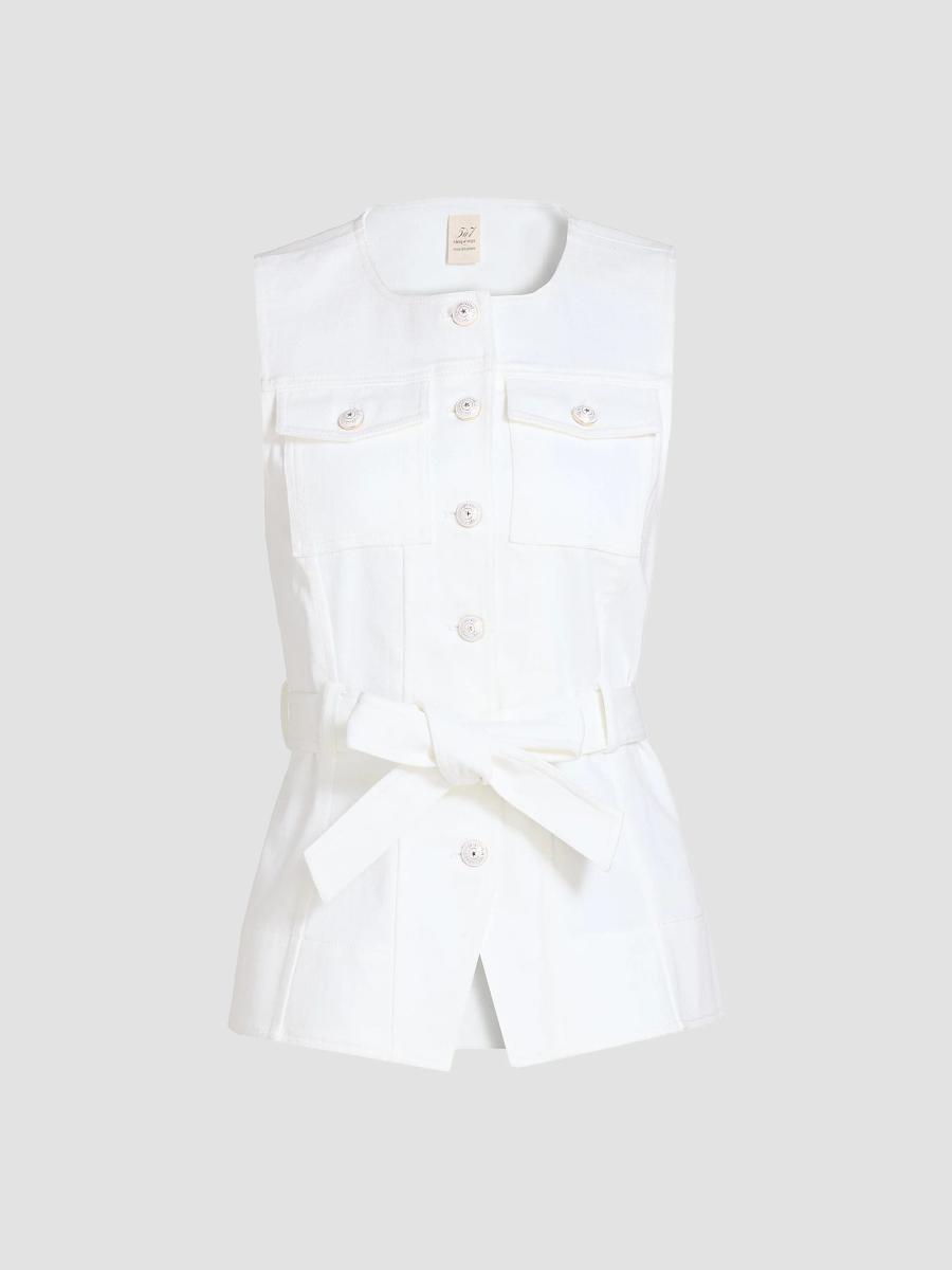 Cinq à Sept Reenee Tie-Waist Denim Vest | Saks Fifth Avenue