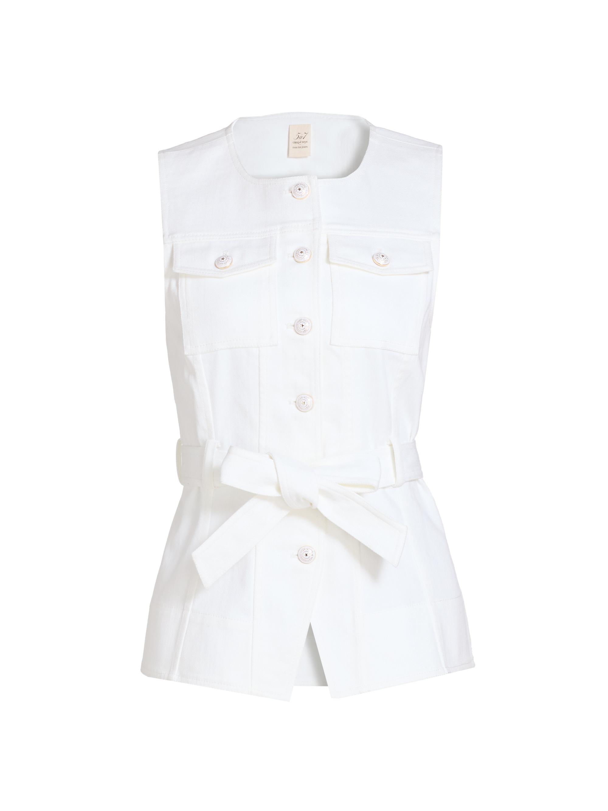 Cinq à Sept Women's Reenee Tie-Waist Denim Vest - White