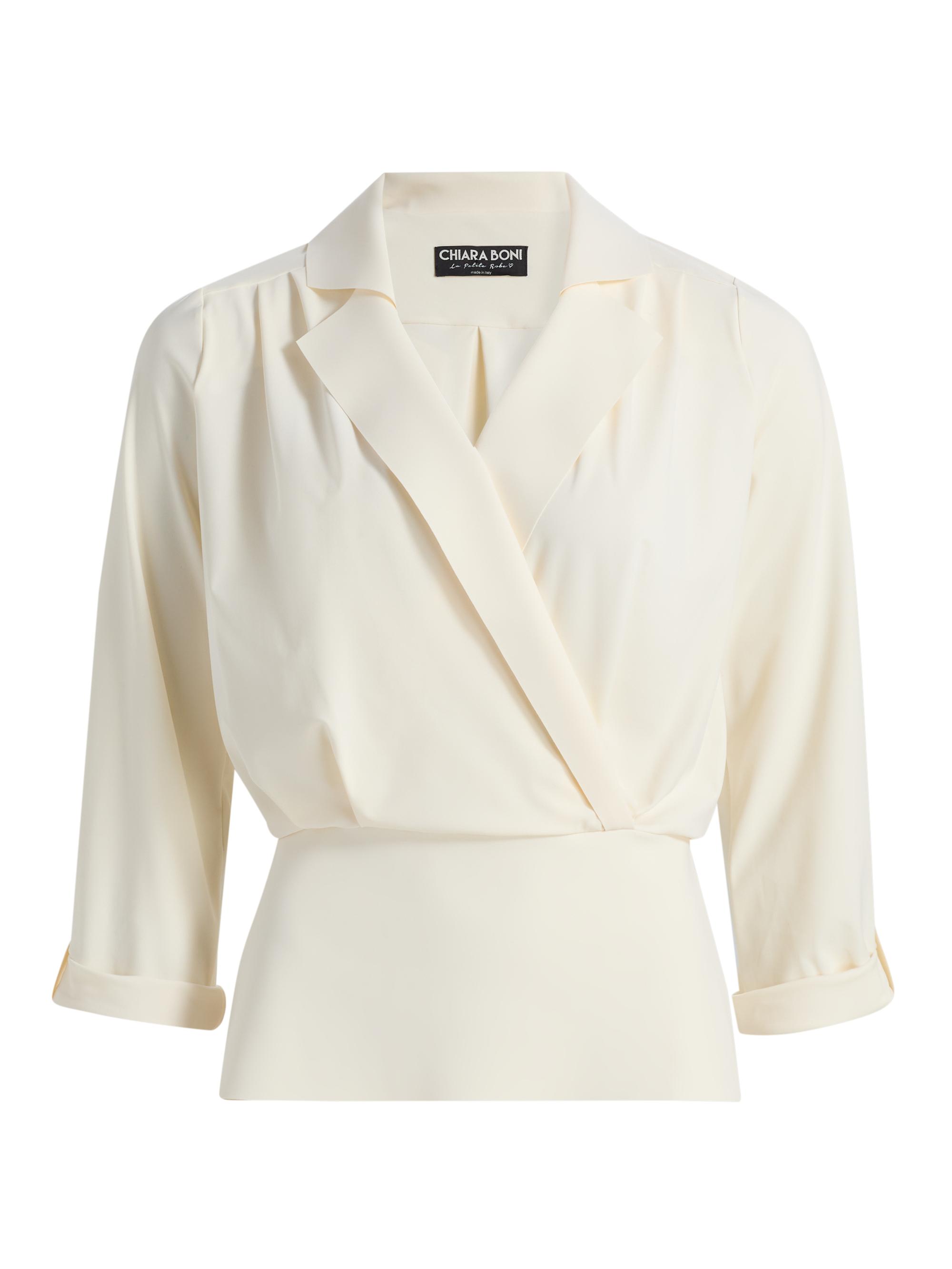 Chiara Boni La Petite Robe Women's Namina Stretch-Jersey Surplice Shirt - Cream - Women's Clothing