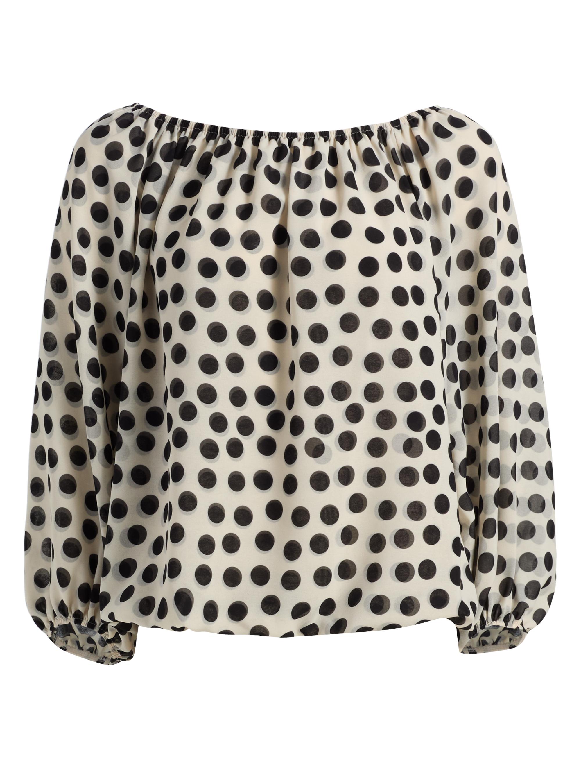 Chiara Boni La Petite Robe Women's Toru Polka Dot Georgette Blouse - Bette Big White - Women's Clothing